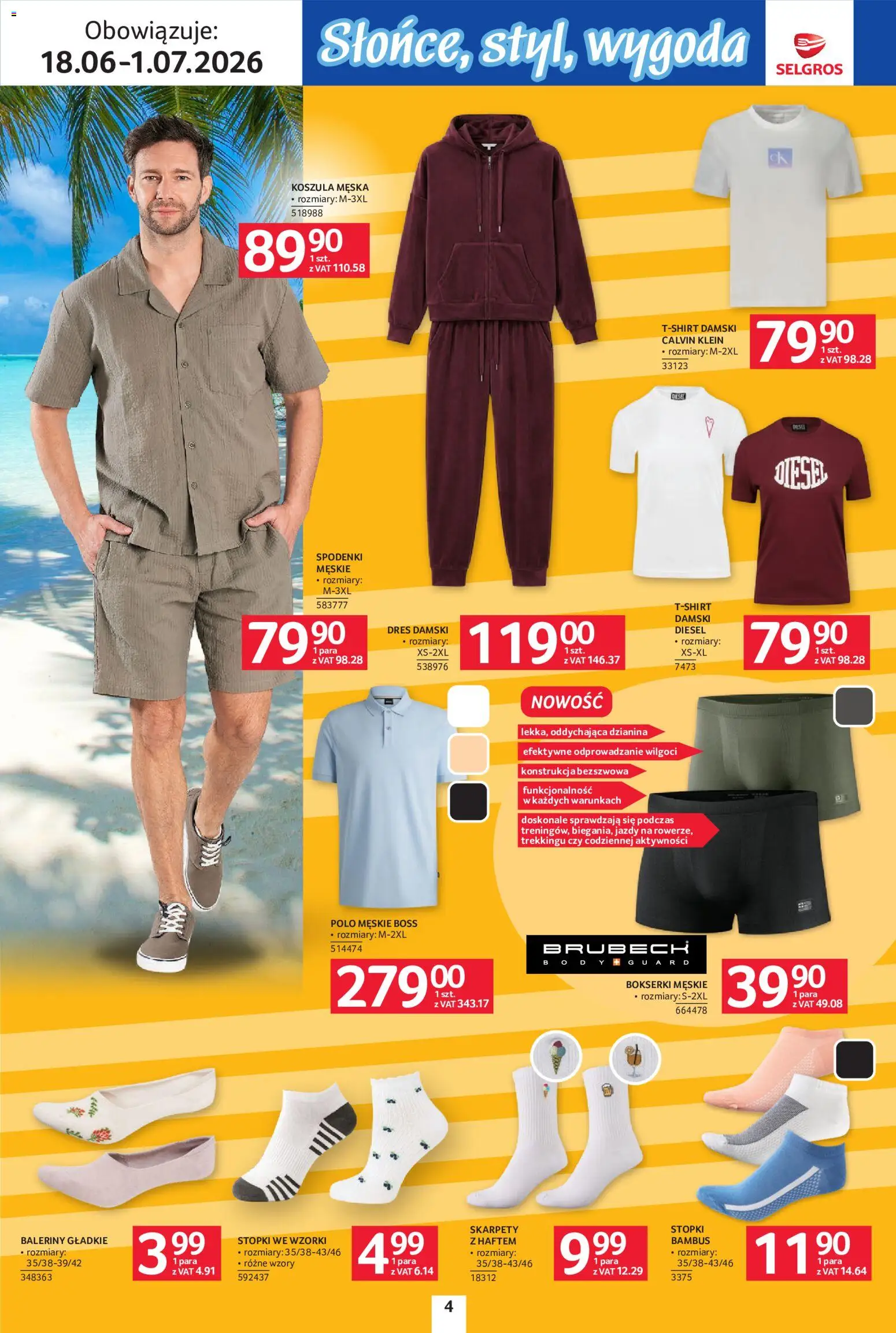 Selgros cash&carry gazetka - Urlop od 18.06.2026 | Strona: 4 | Produkty: Koszula, Spodenki, Baleriny, Bokserki męskie