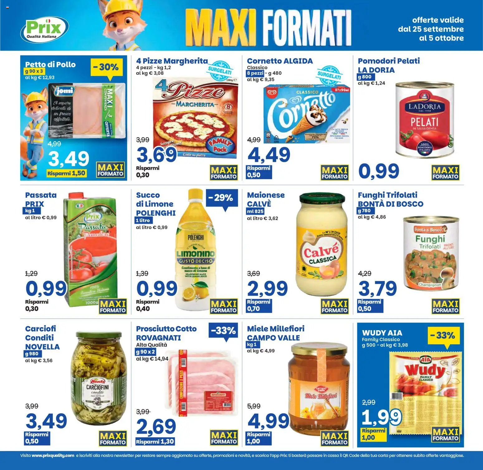 Volantino Prix del 25/09/2026 | Pagina: 4 | Prodotti: Pollo, Latte, Limone, Succo di limone
