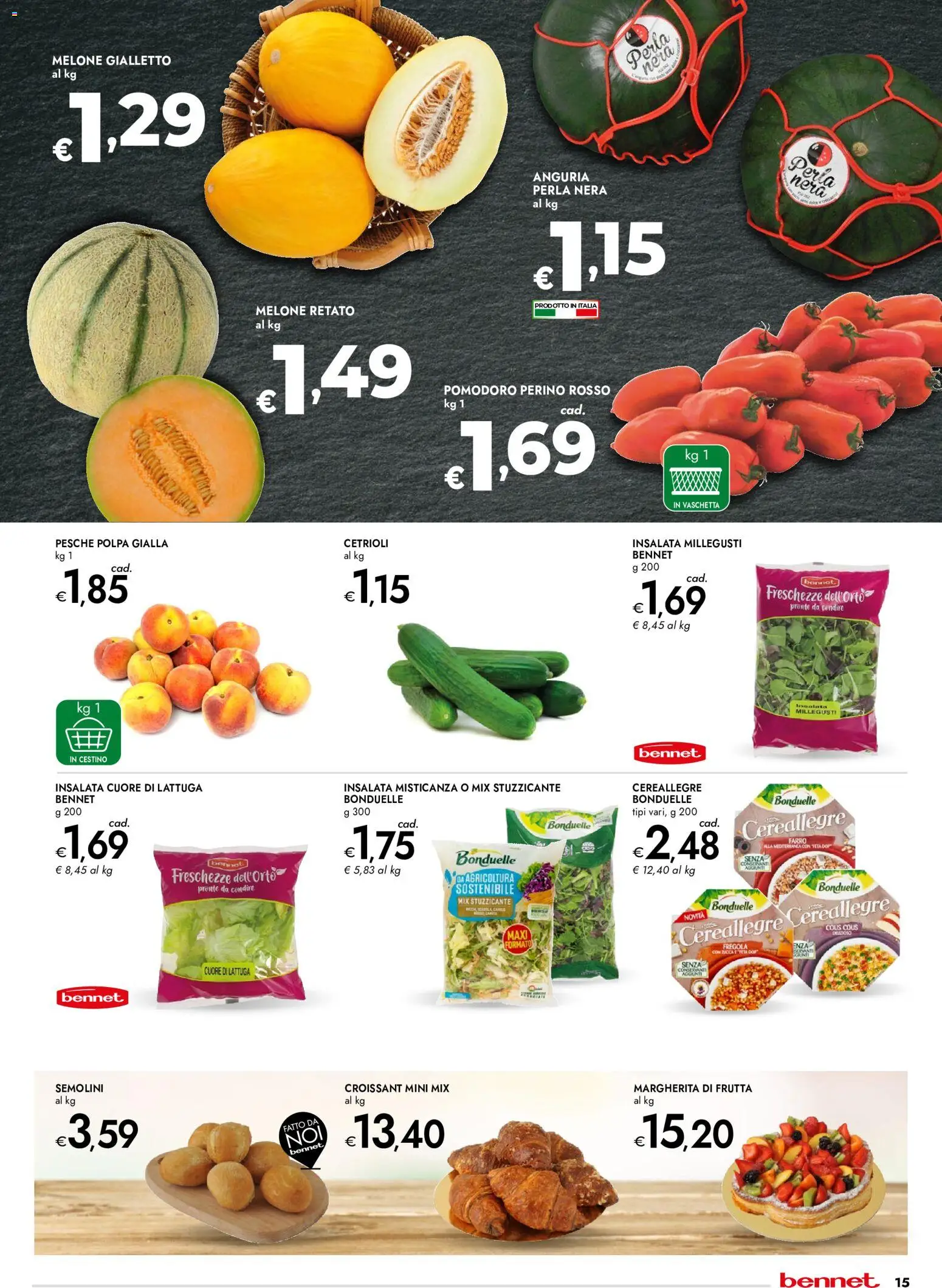 Volantino bennet del 02/07/2026 | Pagina: 15 | Prodotti: Melone, Croissant, Lattuga, Cestino