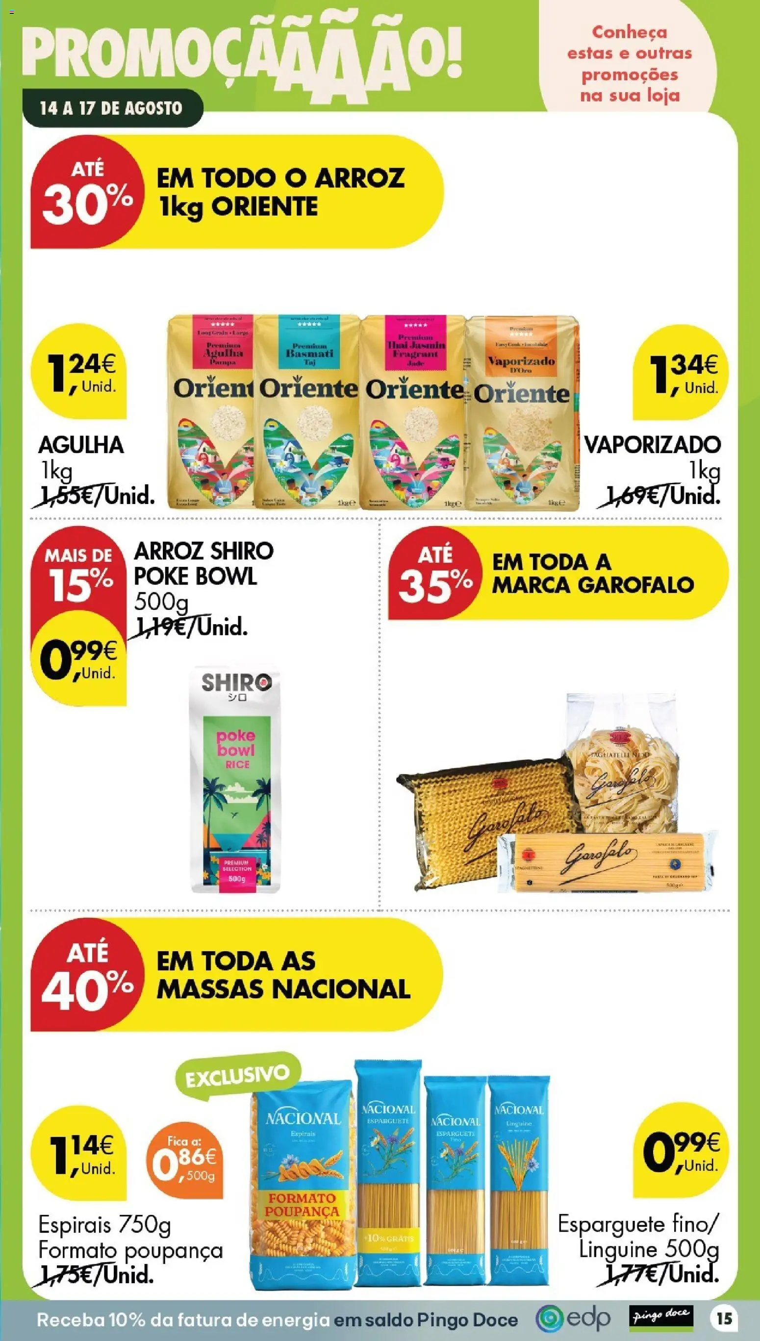 Pingo Doce Poupe este Fim de Semana │ válido de 14/08/2026 | Página: 15 | Produtos: Esparguete, Arroz