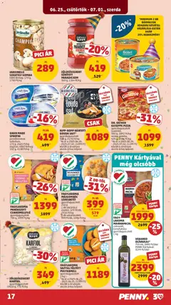 DR. OETKER GUSEPPE PIZZA, szalámi, 380 g, 2892 Ft/kg sonka-gomba, 425 g, 2586 Ft/kg *Az ár a 2025.06.26. - 2025.07.02. (1199 Ft) között is érvényes akciós árhoz képest. - amely érvényes a következő dátumtól: 2026.06.25. | Oldal: 17