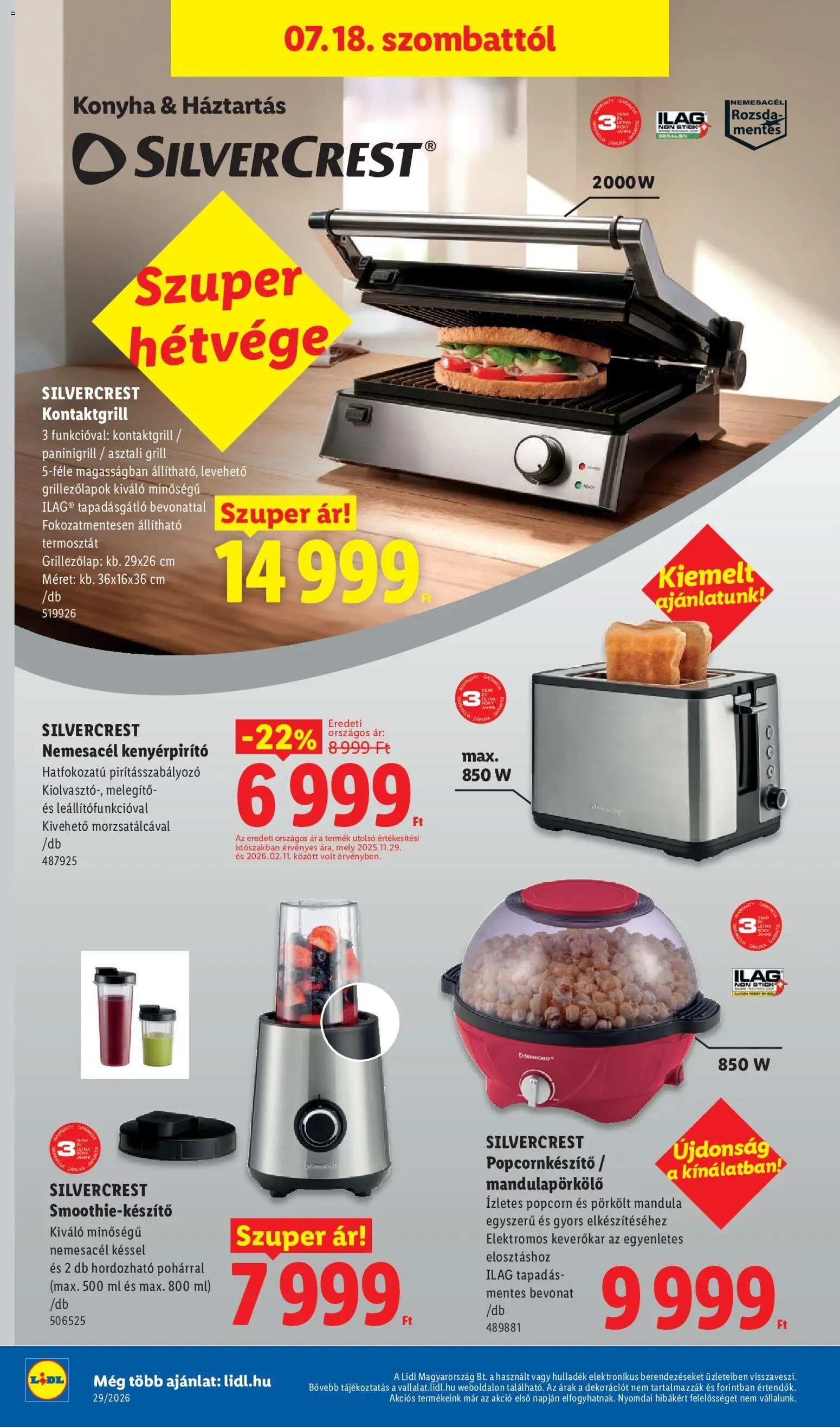 Lidl akciós ujság - amely érvényes a következő dátumtól: 2026.07.16. | Oldal: 60 | Termékek: Kontaktgrill, Popcorn, Smoothie, Panini grill