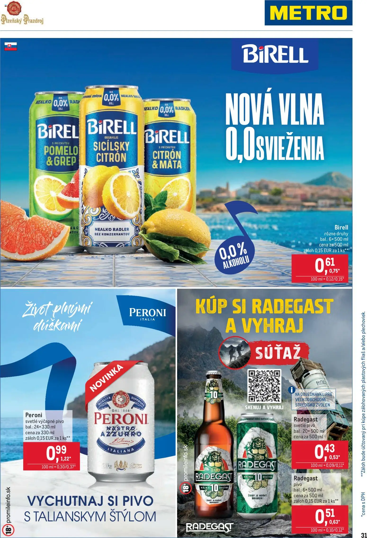 Nové Metro akcie – leták je platný od 26.08.2026 | Strana: 31 | Produkty: Pivo, Birell, Radler, Pomelo