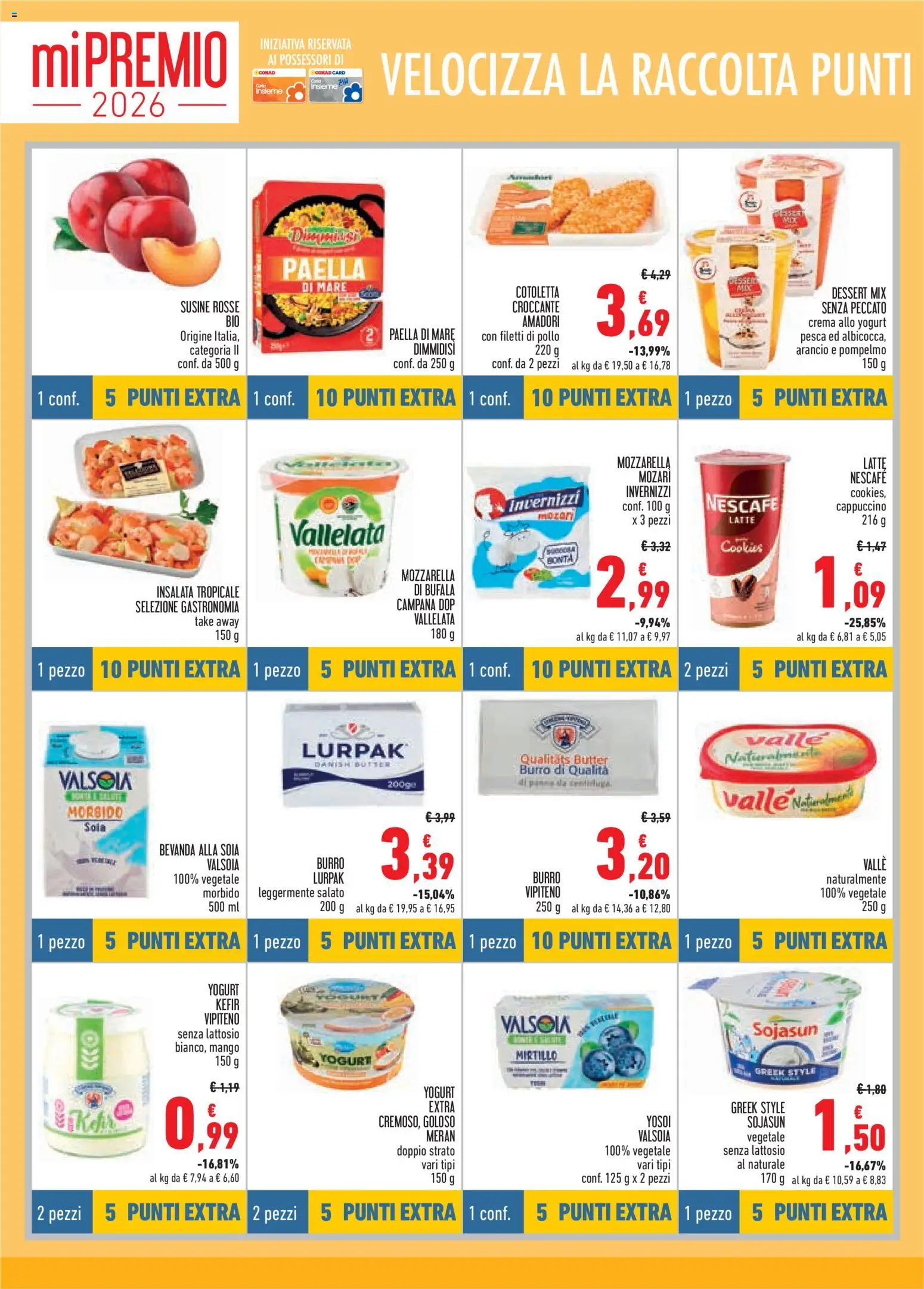 Volantino Conad del 16/07/2026 | Pagina: 4 | Prodotti: Mozzarella, Latte, Mango, Paella