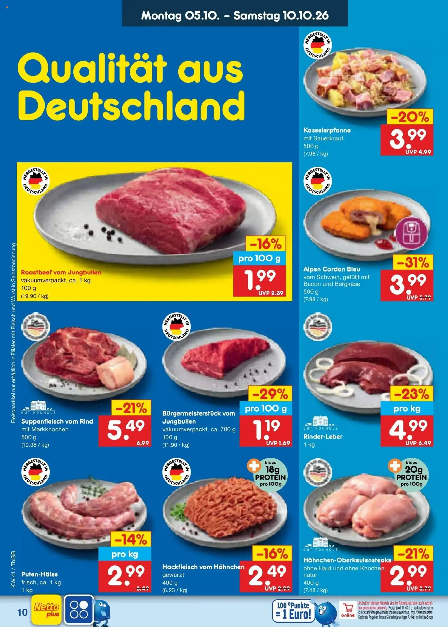 Netto Marken-Discount Prospekt Pirna – gültig ab 05.10.2026 | Seite: 10 | Produkte: Roastbeef, Suppenfleisch, Wurst, Hackfleisch