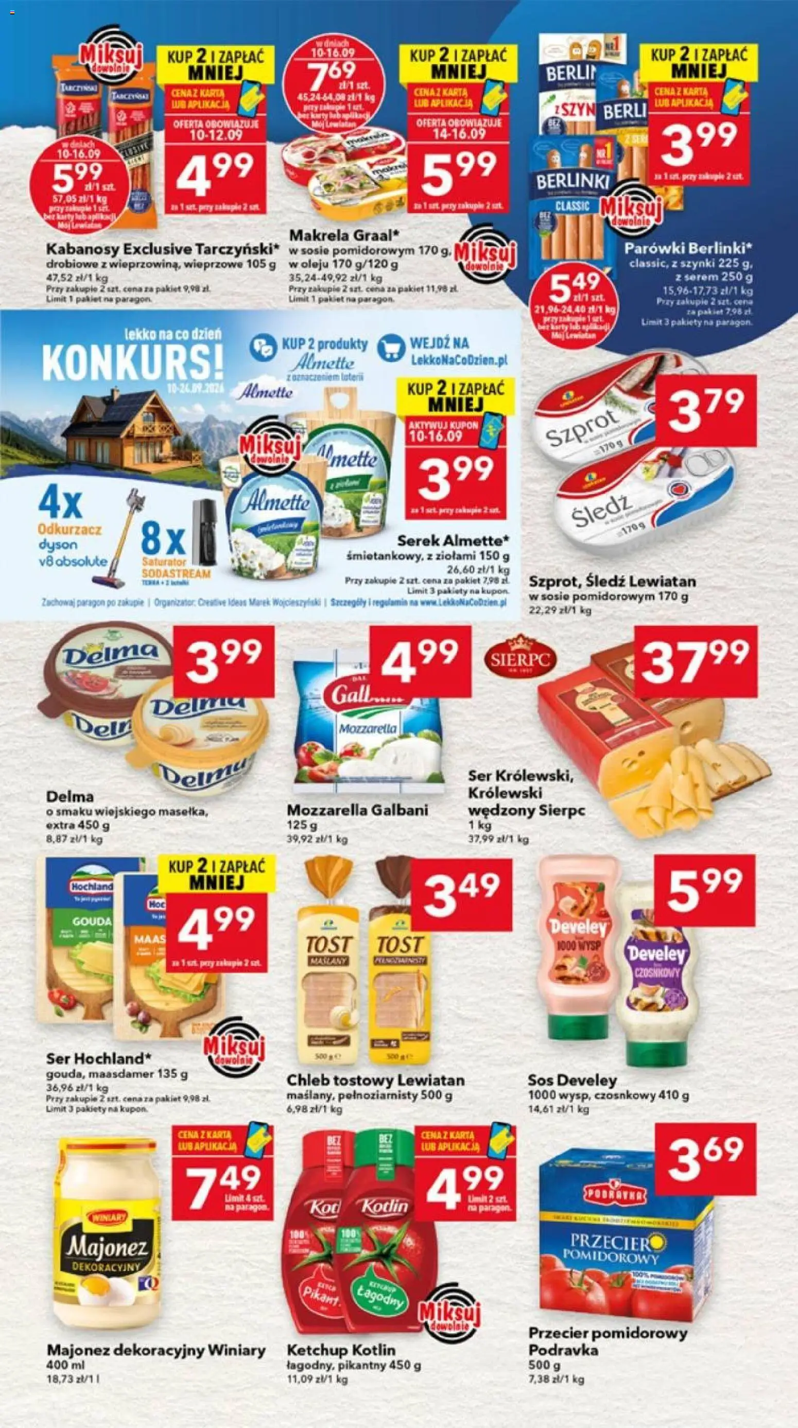 Lewiatan gazetka - Ostrów Wielkopolski od 10.09.2026 | Strona: 3 | Produkty: Przecier pomidorowy, Almette, Berlinki, Sodastream