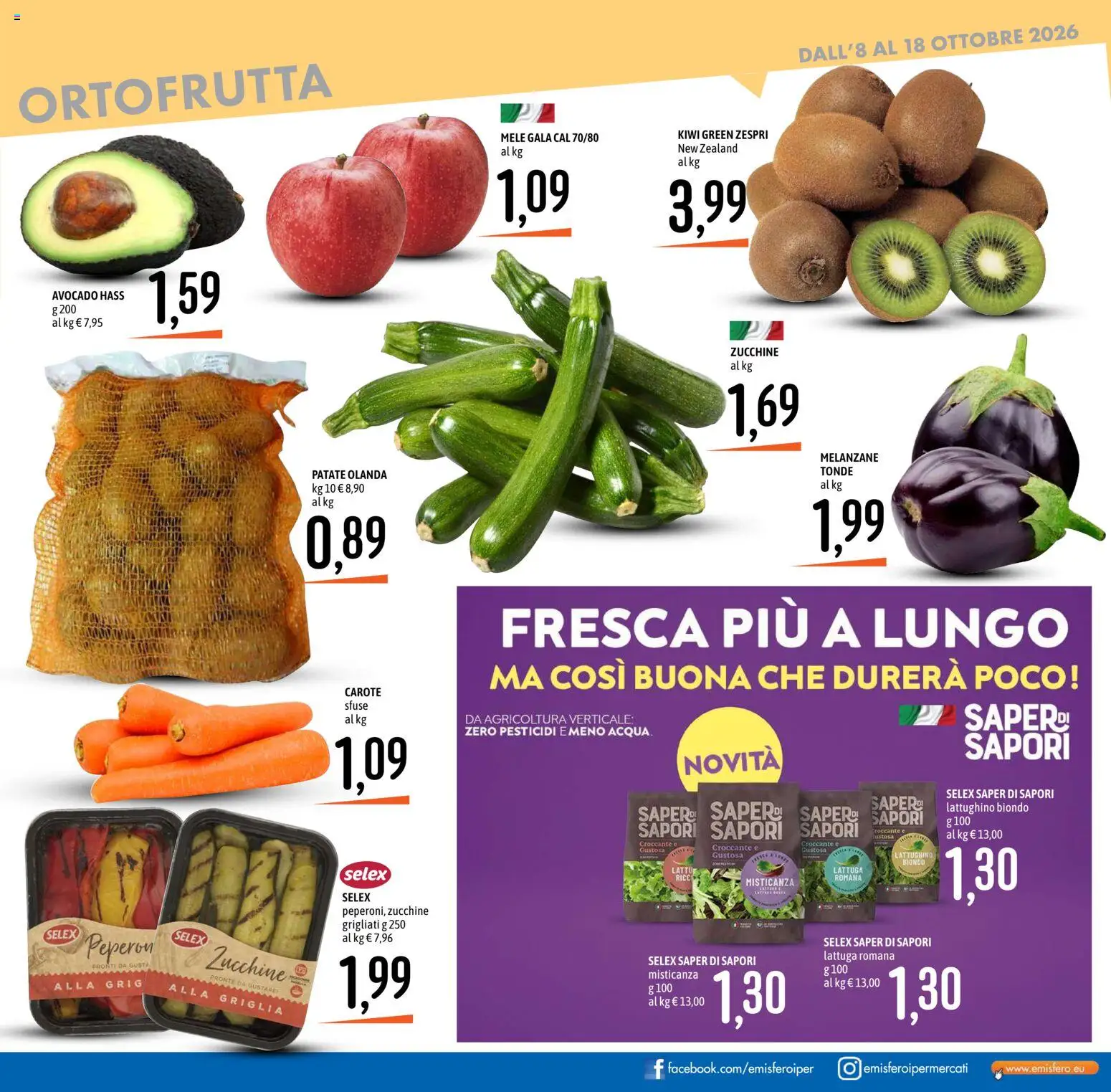 Volantino Emisfero del 08/10/2026 | Pagina: 9 | Prodotti: Mele, Avocado, Patate, Melanzane