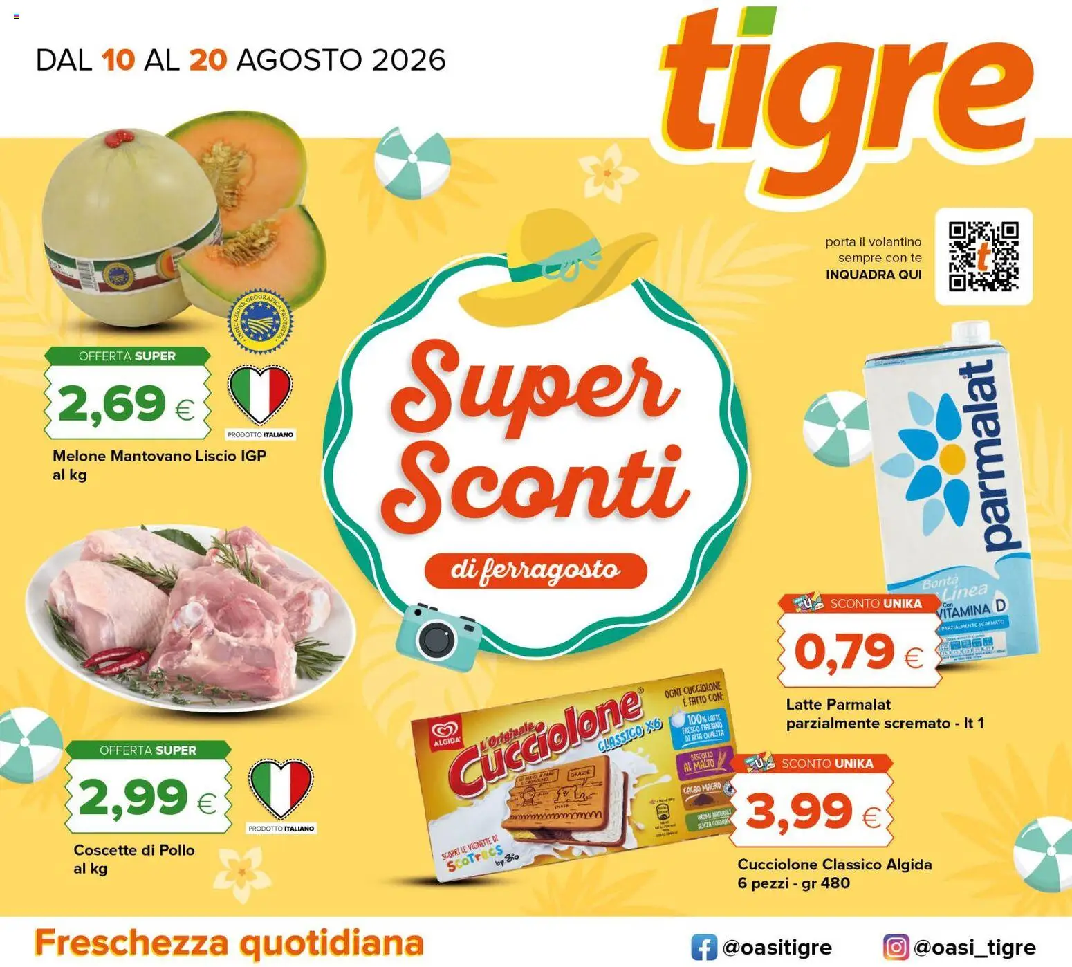 Volantino Tigre del 10/08/2026 | Pagina: 1 | Prodotti: Porta, Melone, Cacao, Latte parzialmente scremato