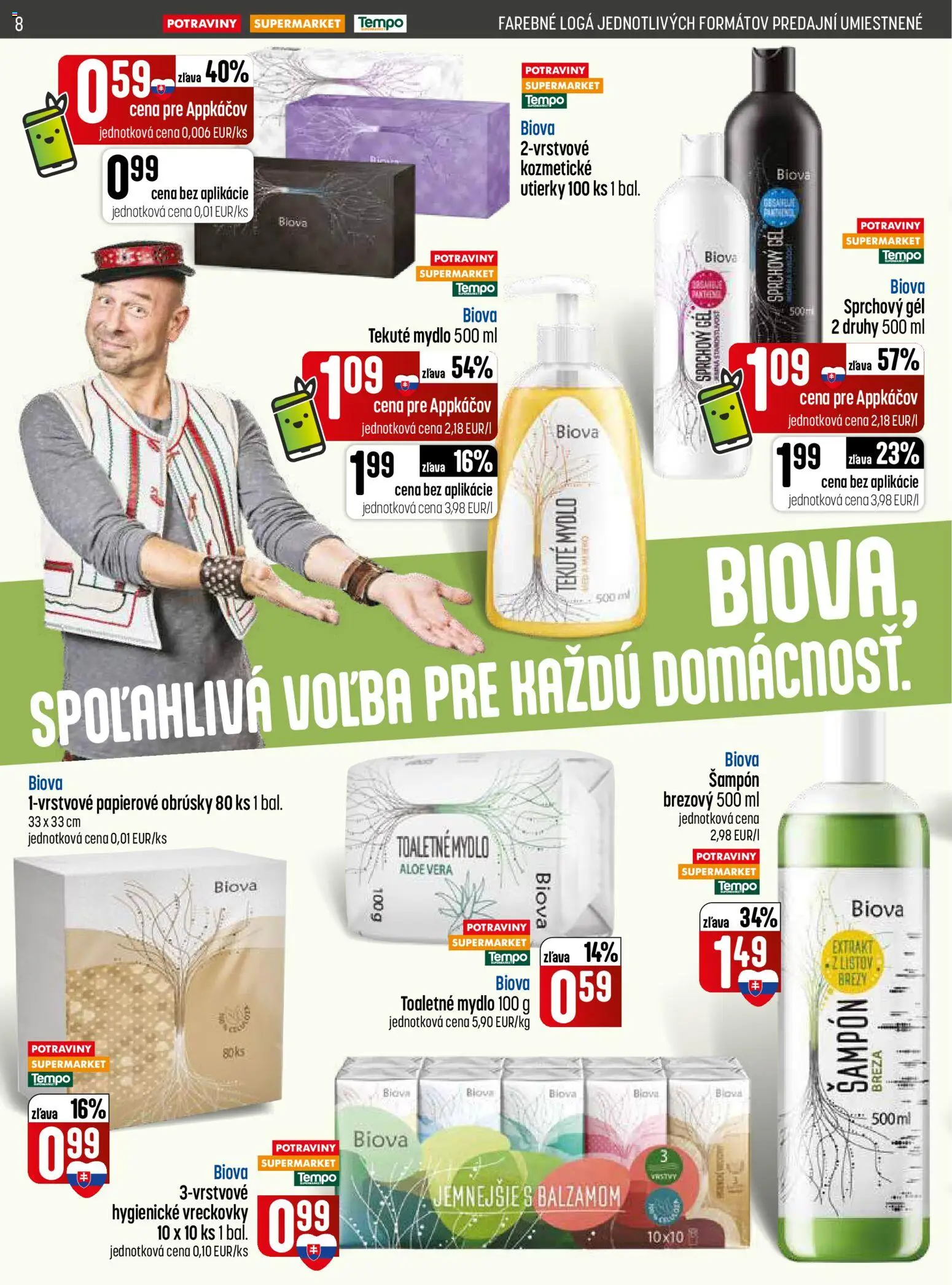 Nové COOP Jednota akcie – leták je platný od 03.09.2026 | Strana: 8 | Produkty: Aloe Vera, Sprchový gél, Vreckovky, Utierky