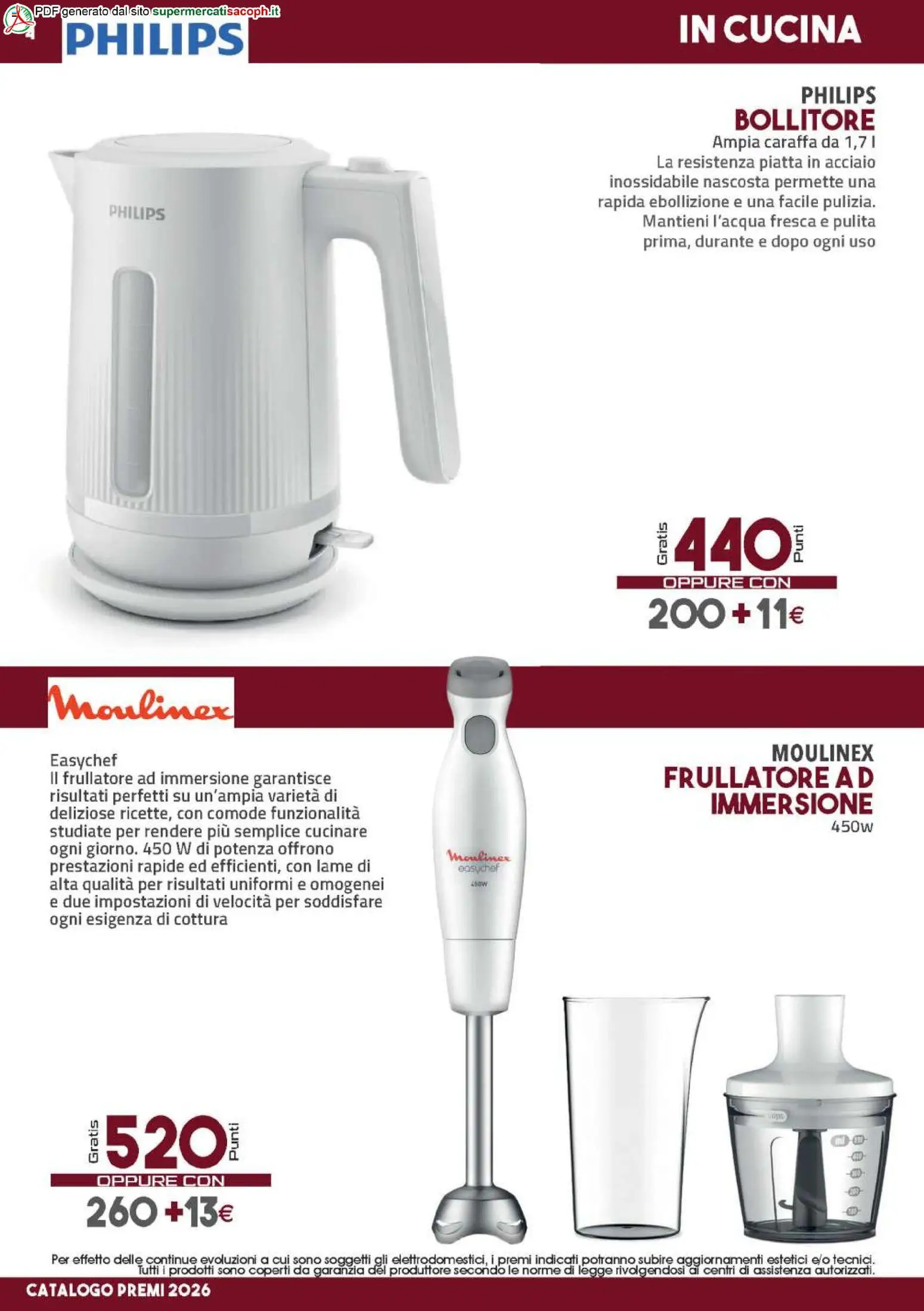Volantino Sacoph del 30/06/2026 | Pagina: 4 | Prodotti: Caraffa, Frullatore, Bollitore, Frullatore ad immersione
