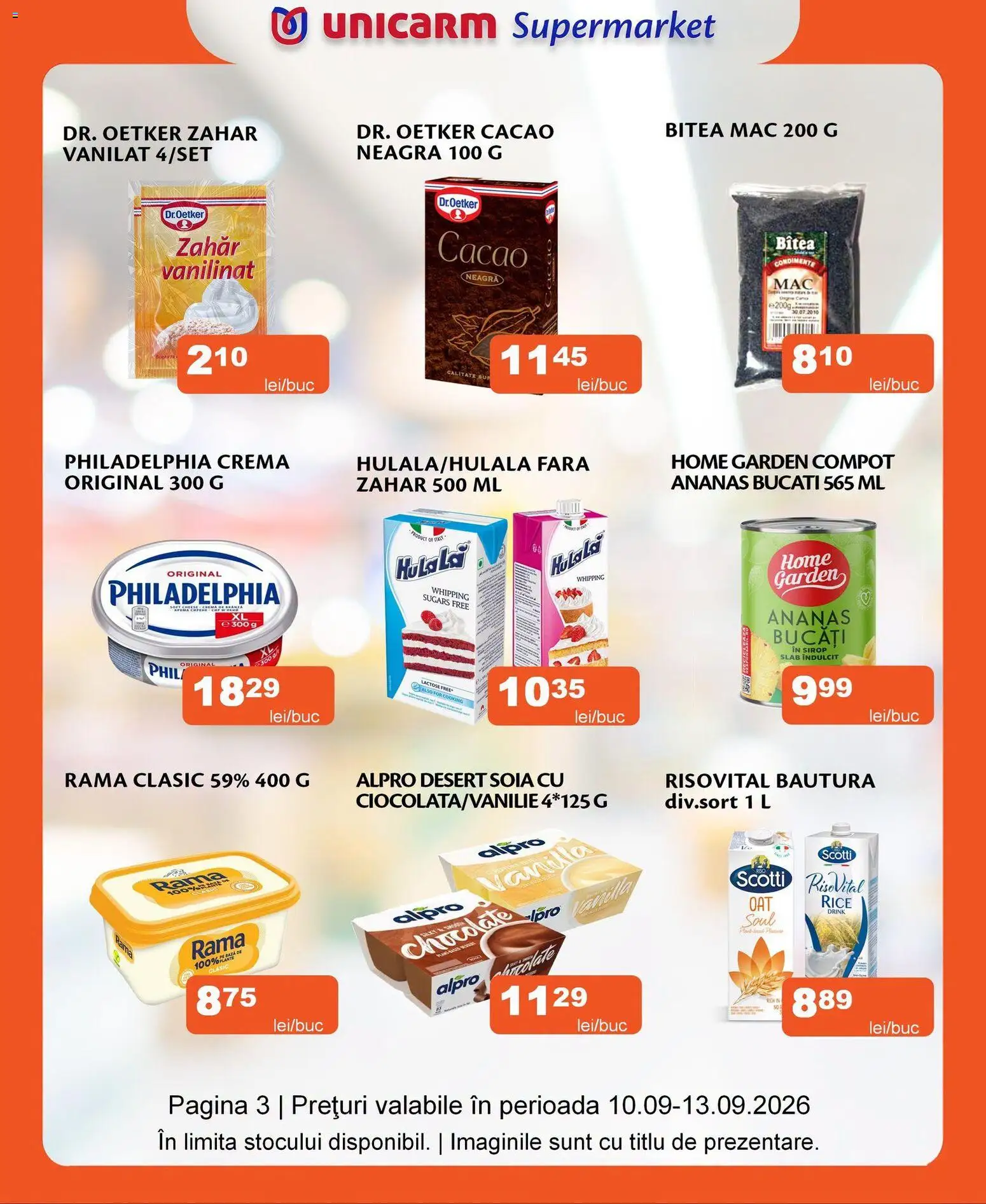 Noul catalog Unicarm – valabil de la 10.09.2026 | Pagină: 3 | Produse: Cremă, Condimente, Desert, Zahăr