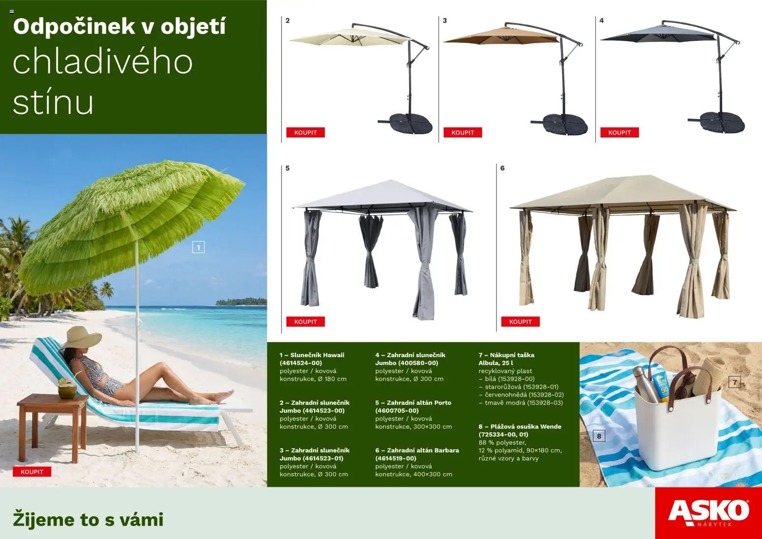 ASKO nábytek leták - Zahradní kolekce 2026 od 28.05.2026 | Strana: 20 | Produkty: Nákupní taška, Taška, Plážová osuška, Barvy
