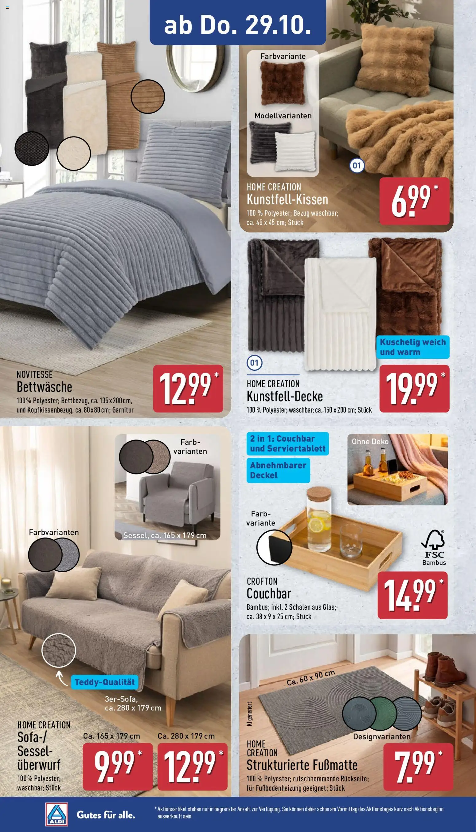 Aldi Prospekt – gültig ab 26.10.2026 | Seite: 11 | Produkte: Sessel, Bettwäsche, Fußmatte, Home creation