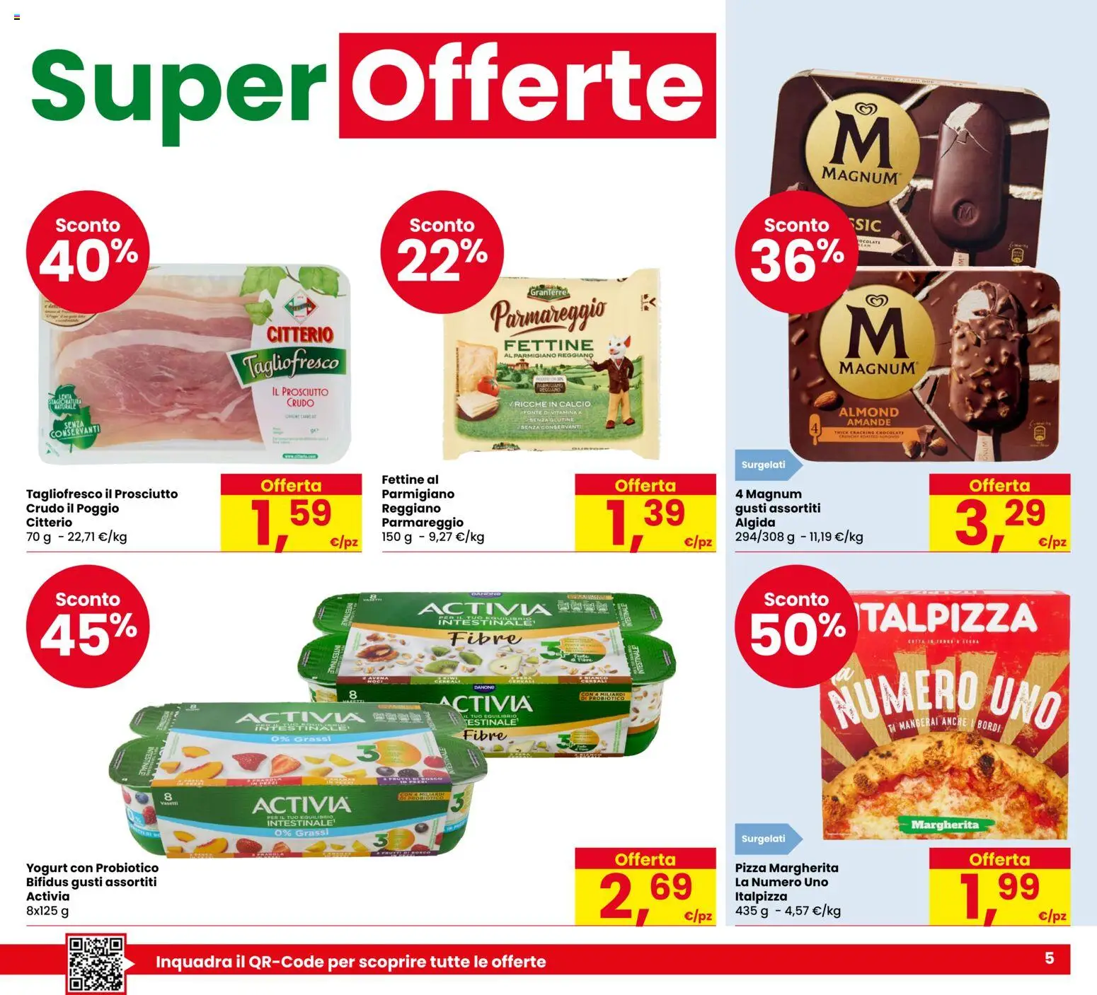 Volantino Despar del 03/09/2026 | Pagina: 5 | Prodotti: Pizza, Magnum, Prosciutto, Parmigiano reggiano