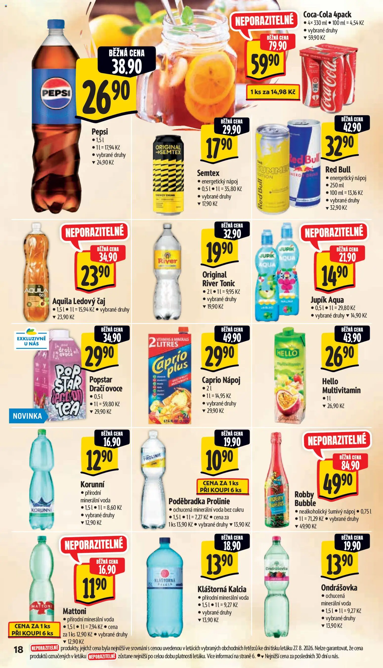 Albert leták - Supermarket od 02.09.2026 | Strana: 26 | Produkty: Ondrášovka, Tonic, Prolinie, Energy drink