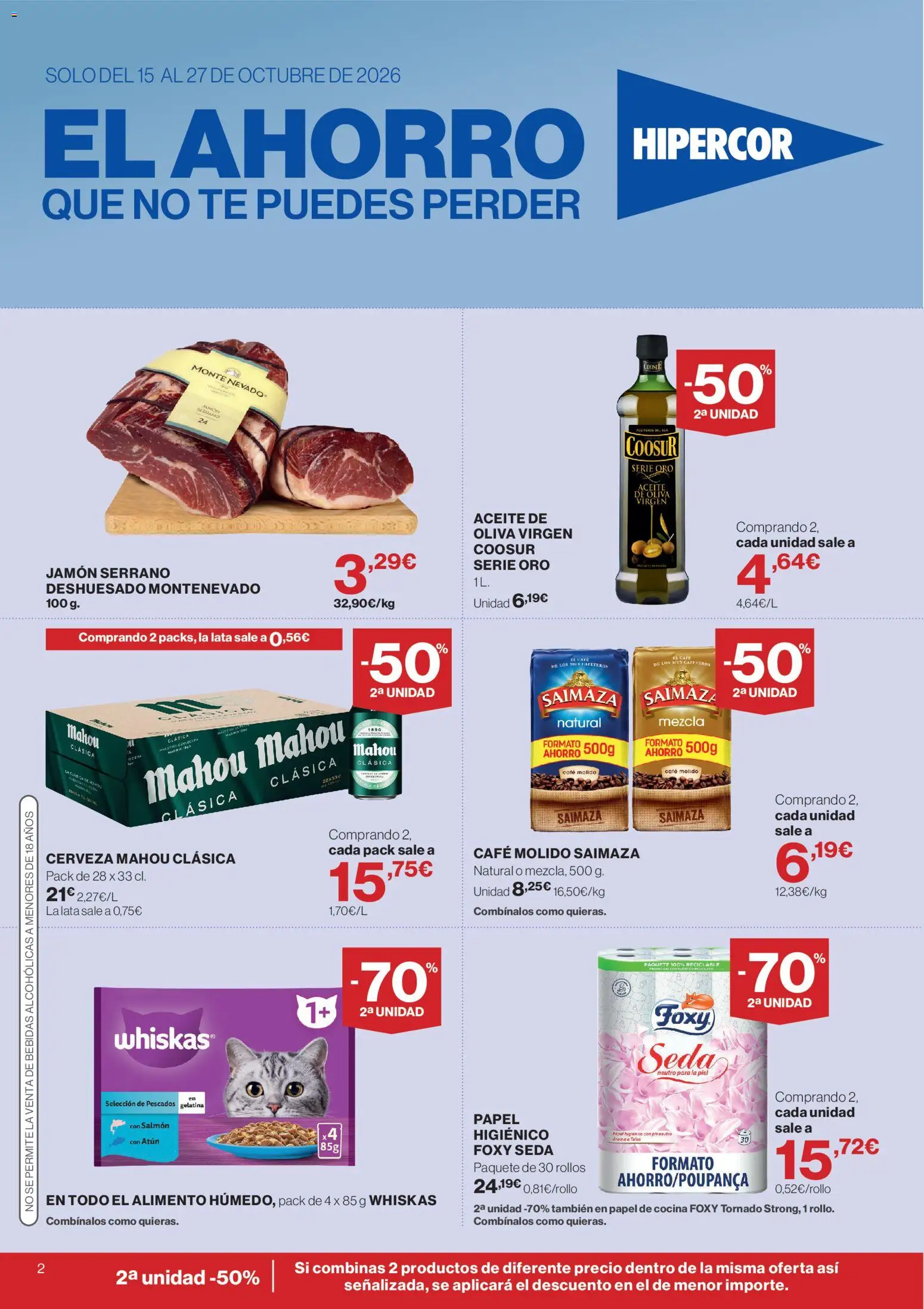 Hipercor catálogo │ válido desde el 15/10/2026 | Página: 2 | Productos: Jamón, Cerveza, Cocina, Bebidas