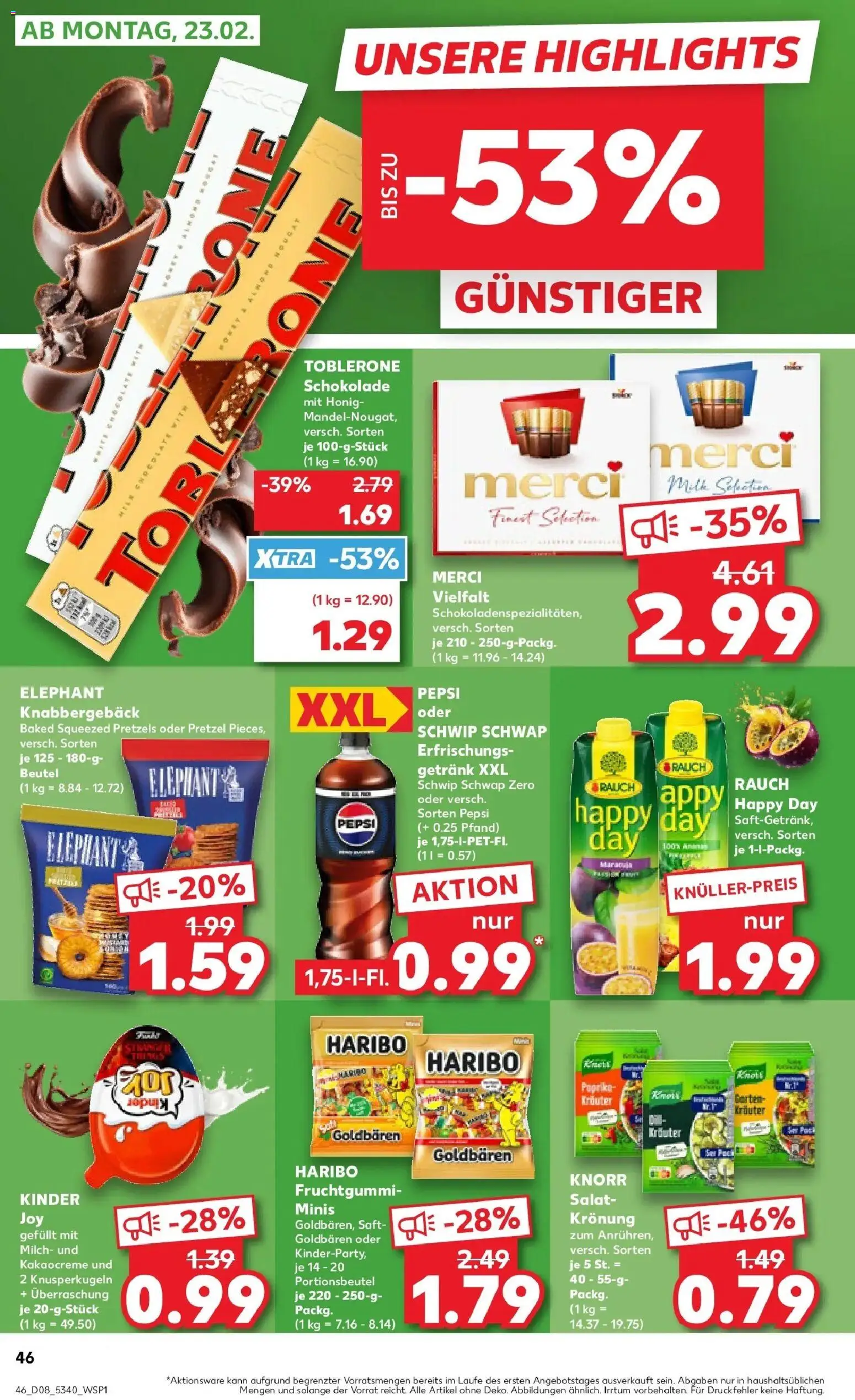 Kaufland prospekt Weiterstadt	 – gültig ab 19.02.2026 | Seite: 54 | Produkte: Merci, Milch, Knorr, Kinder joy