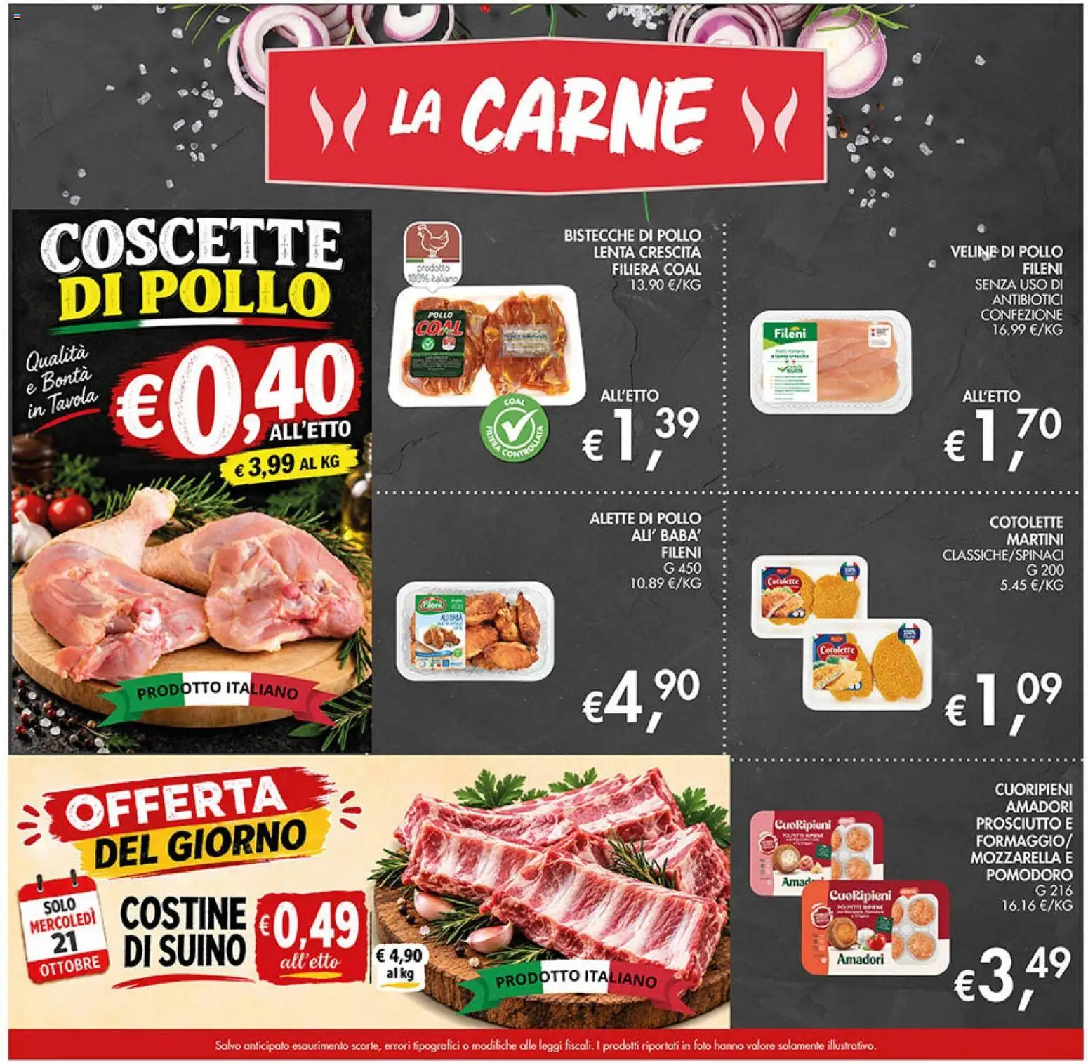 Volantino Coal del 08/10/2026 | Pagina: 5 | Prodotti: Pollo, Veline, Mozzarella, Martini
