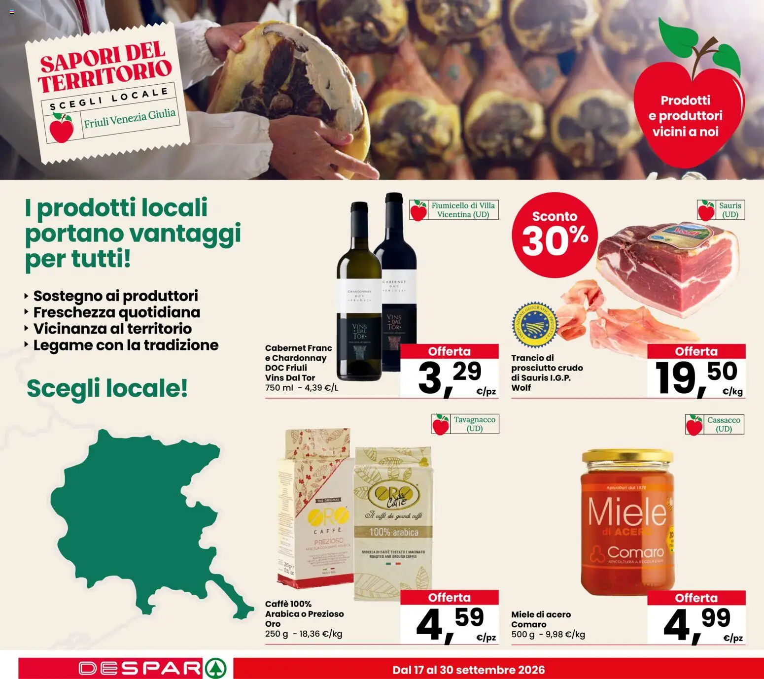 Volantino Despar del 17/09/2026 | Pagina: 6 | Prodotti: Prosciutto Crudo, Prosciutto, The, Miele