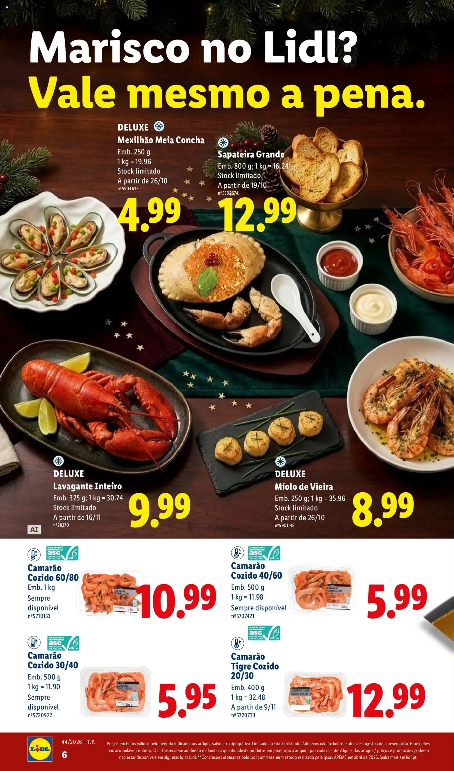 Lidl Folheto Especial Natal │ válido de 26/10/2026 | Página: 6 | Produtos: Camarão, Base, Sapateira