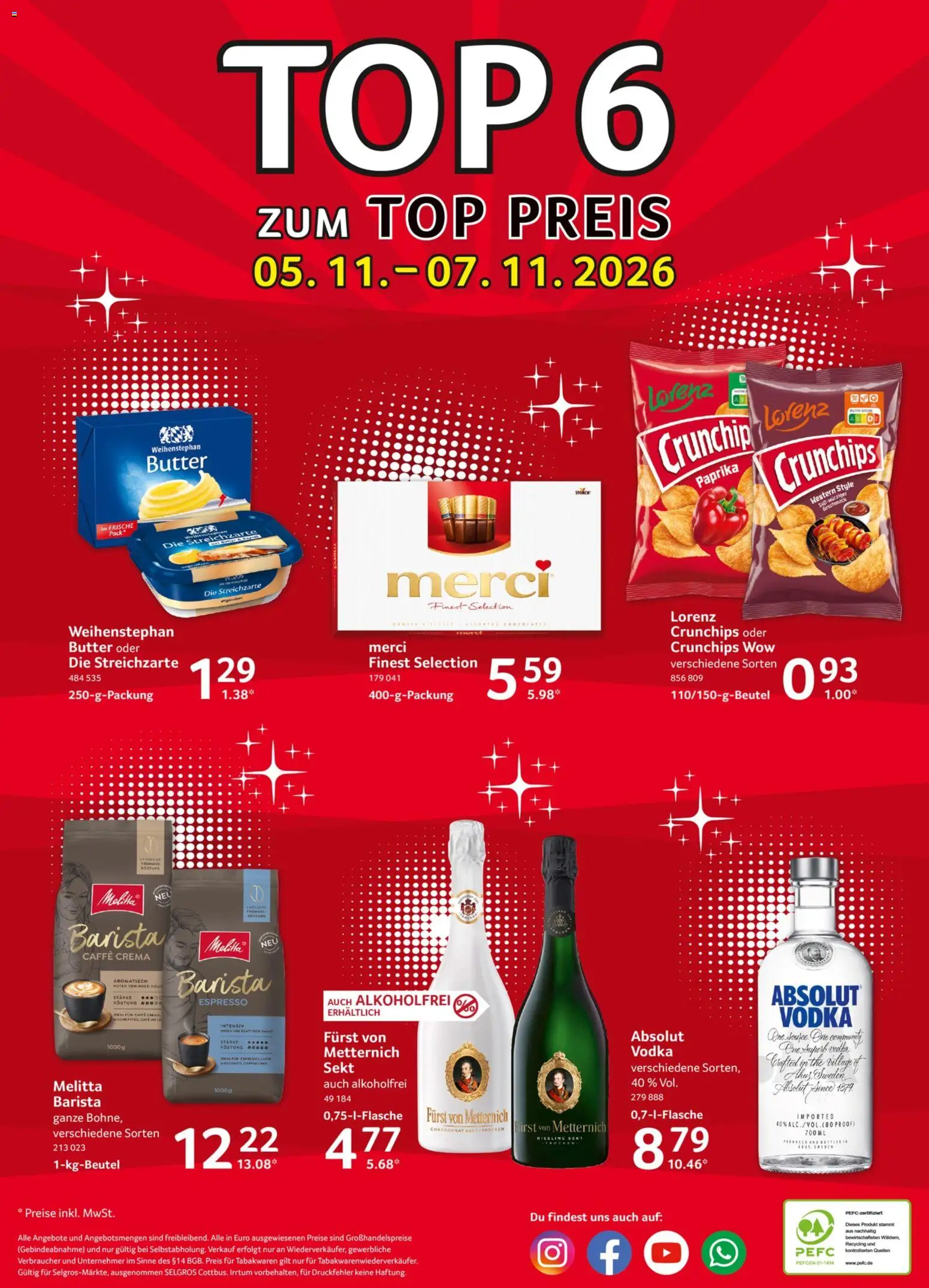 Selgros Prospekt – gültig ab 05.11.2026 | Seite: 28 | Produkte: Melitta, Furst von metternich, Paprika, Vodka