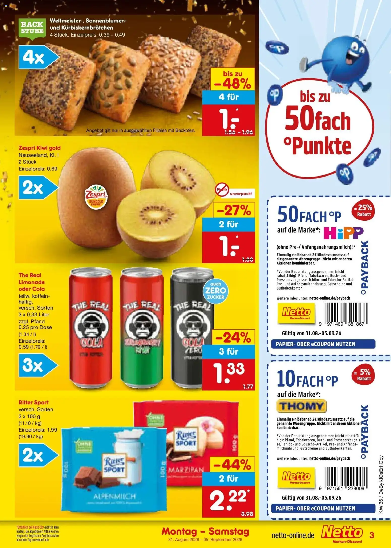 Netto Marken-Discount Prospekt Mauern (ab 31.08.2026) » Angebote | Seite: 5 | Produkte: Ritter sport, Limonade, Zucker, Kiwi