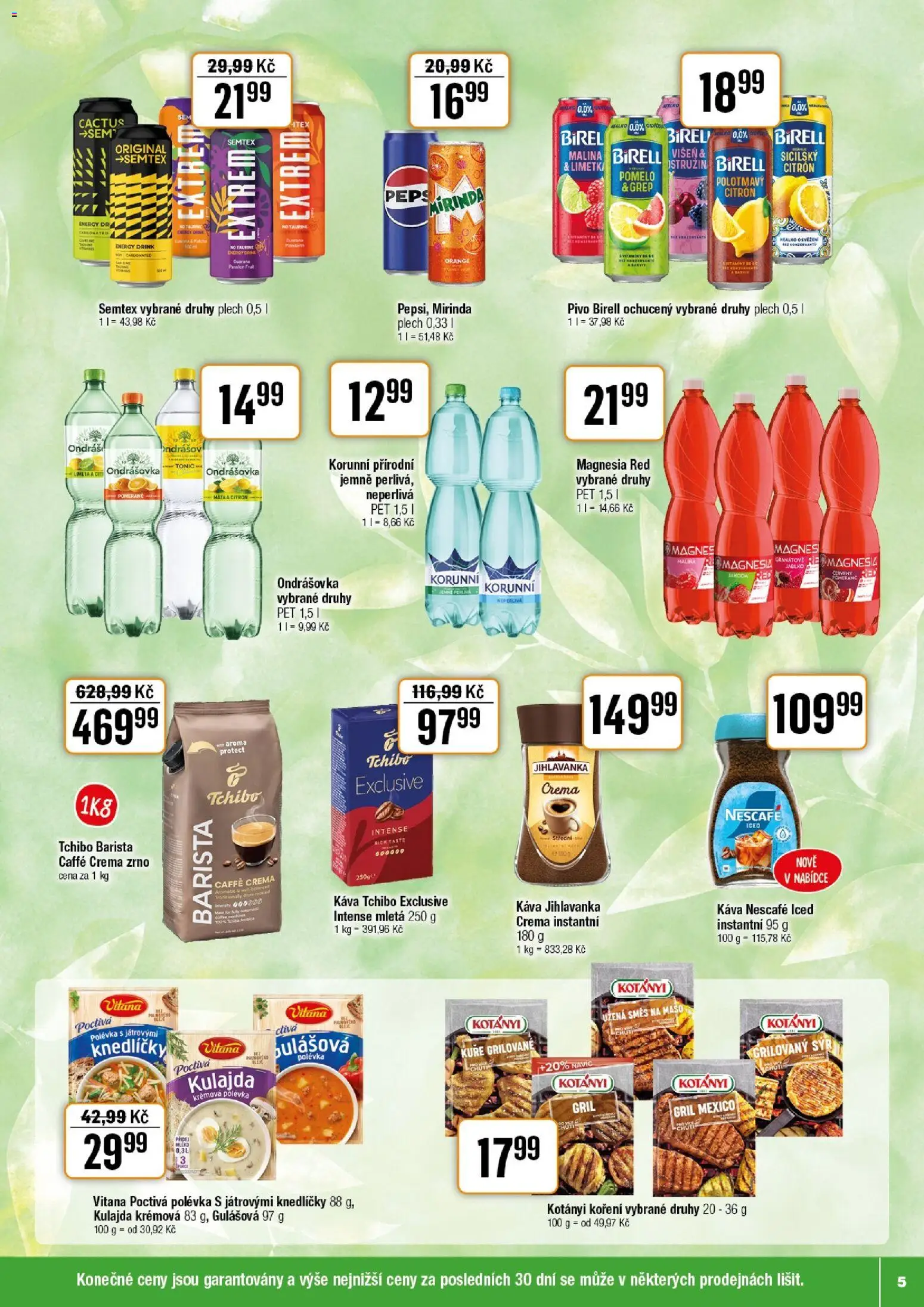 Tempo leták od 20.05.2026 | Strana: 5 | Produkty: Instantní káva, Koření, Mirinda, Caffè crema