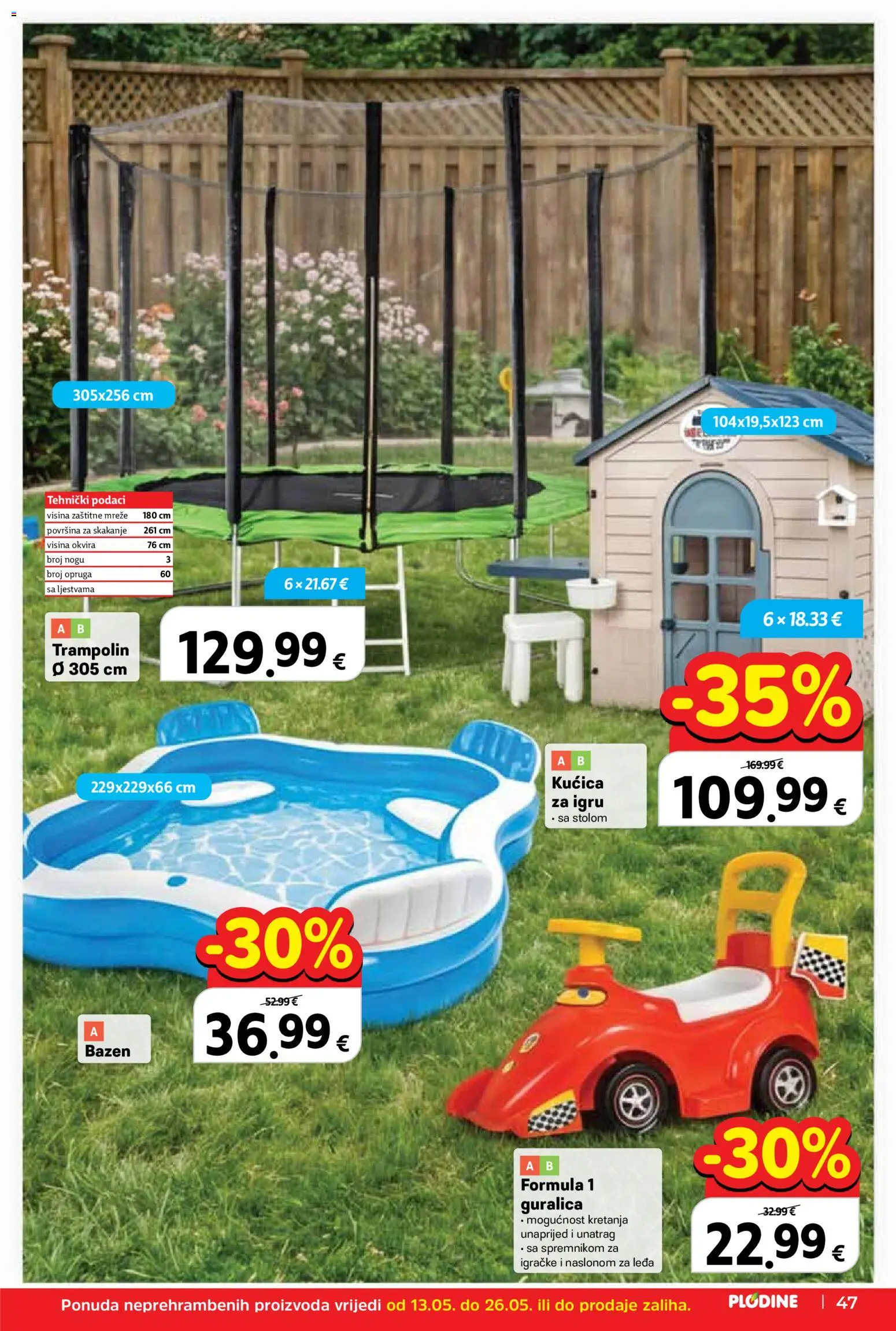 Plodine katalog | vrijedi od 13.05.2026 | Stranica: 47 | Proizvodi: Trampolin, Bazen