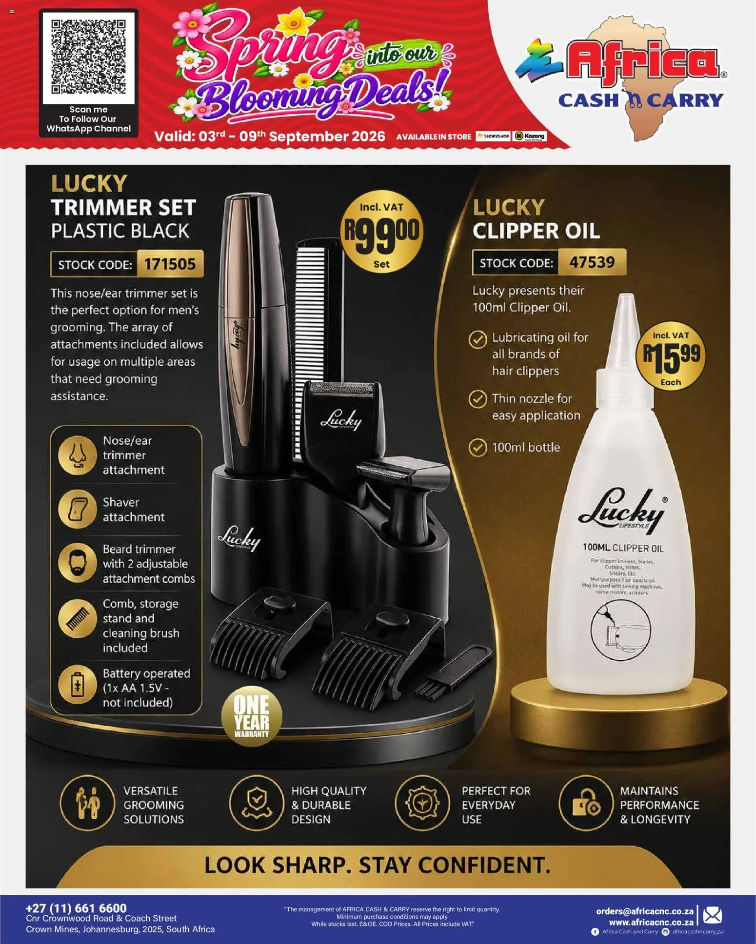 New Africa Cash & Carry catalogue – valid from 03/09/2026 | Page: 31 | Products: Battery, Oil, Brush, Stock