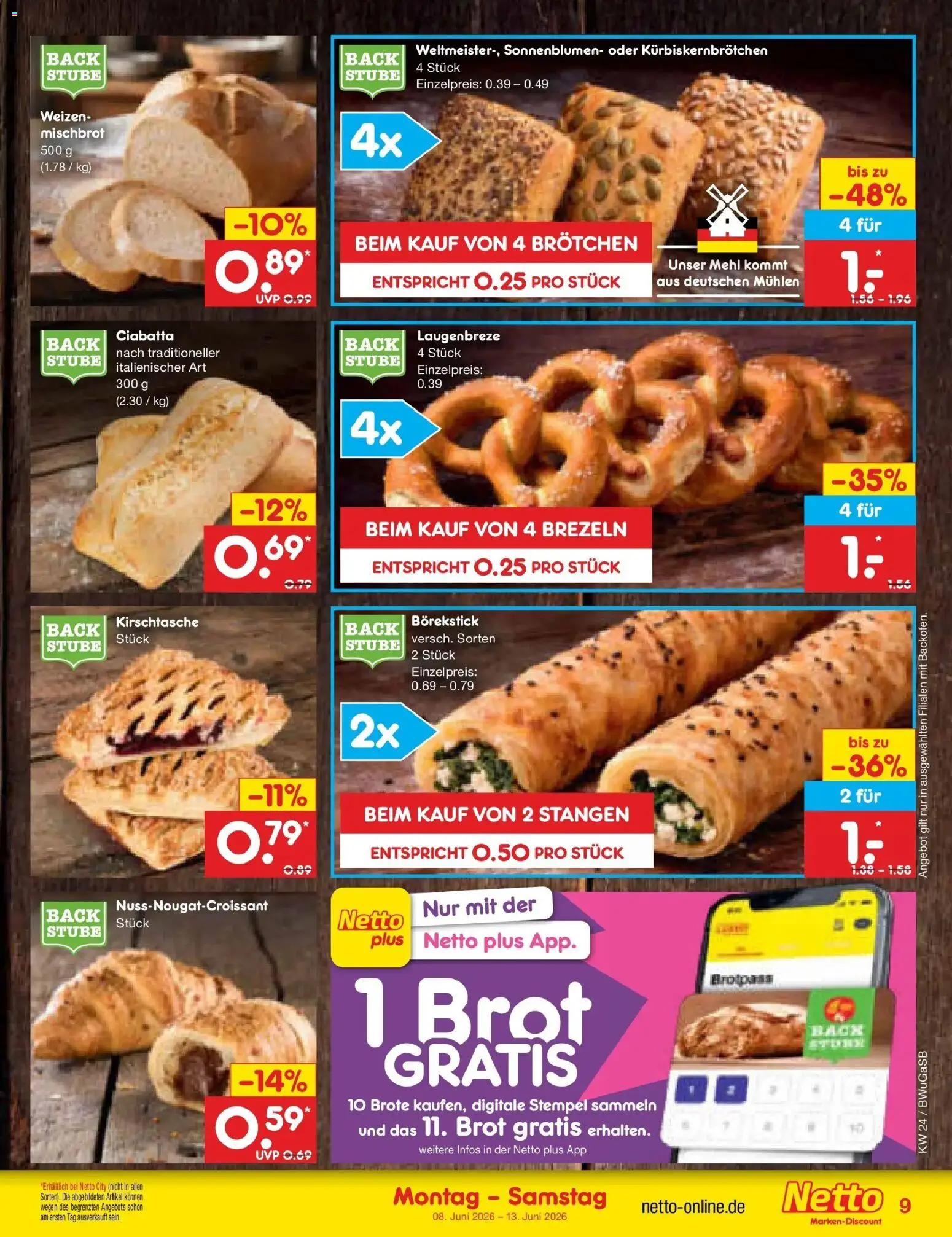 Netto Marken-Discount Prospekt Stemwede-Dielingen – gültig ab 08.06.2026 | Seite: 13 | Produkte: Mehl, Brot