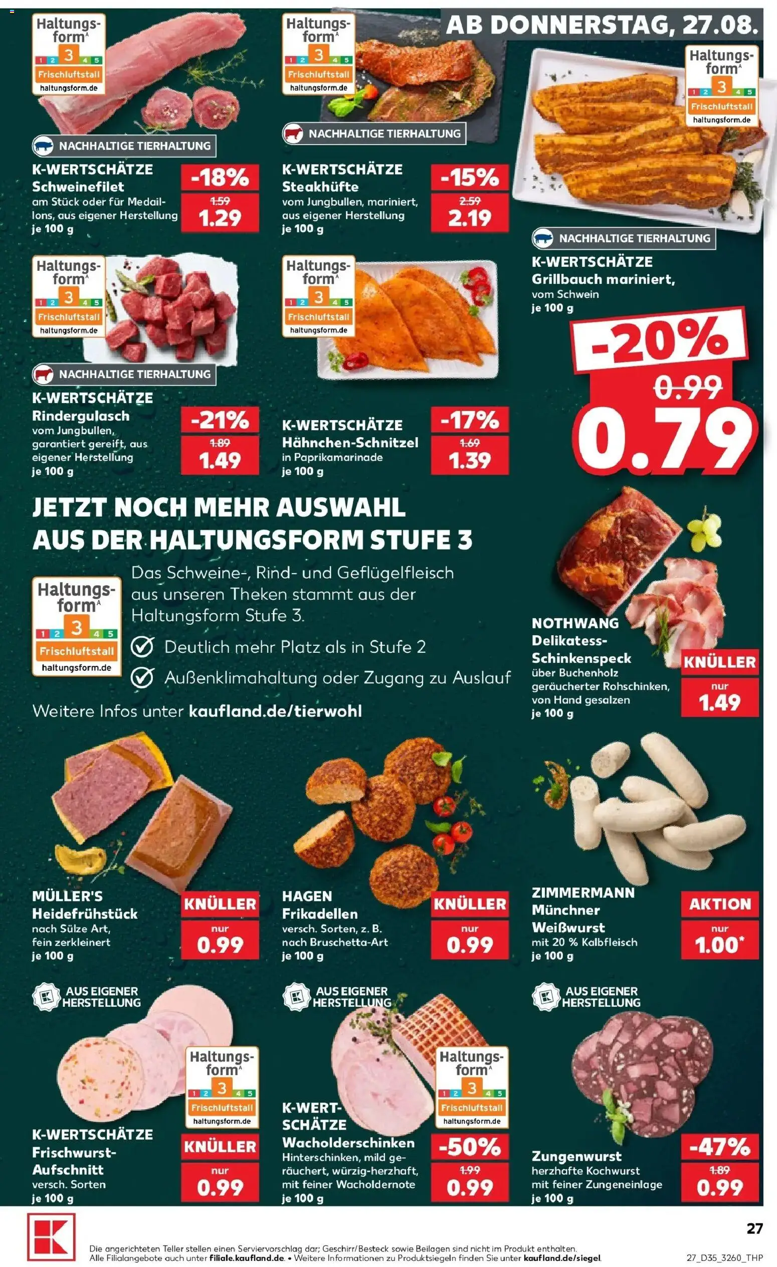 Prospekt Kaufland ab 24.08.2026 » Angebote Online zum Blättern | Seite: 38 | Produkte: Beilagen, Rindergulasch, Weißwurst, Schweinefilet