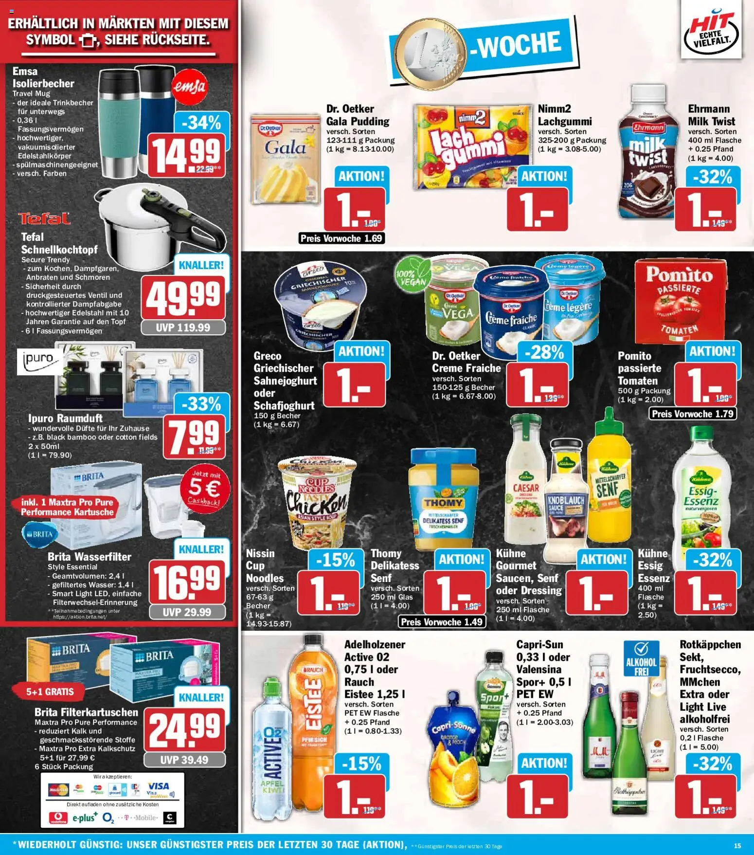 HIT Prospekt – gültig ab 28.09.2026 | Seite: 15 | Produkte: Kalk, Wasser, Pfirsich, Rotkäppchen