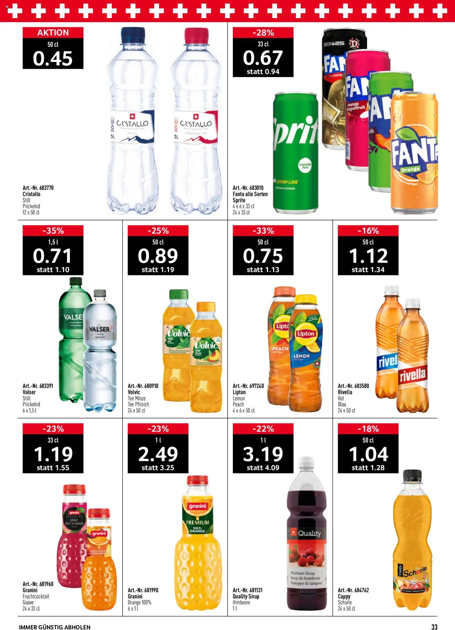 Prodega aktionen – gültig ab 27.07.2026 | Seite: 33 | Produkte: Fanta, Sprite, Tee, Himbeere