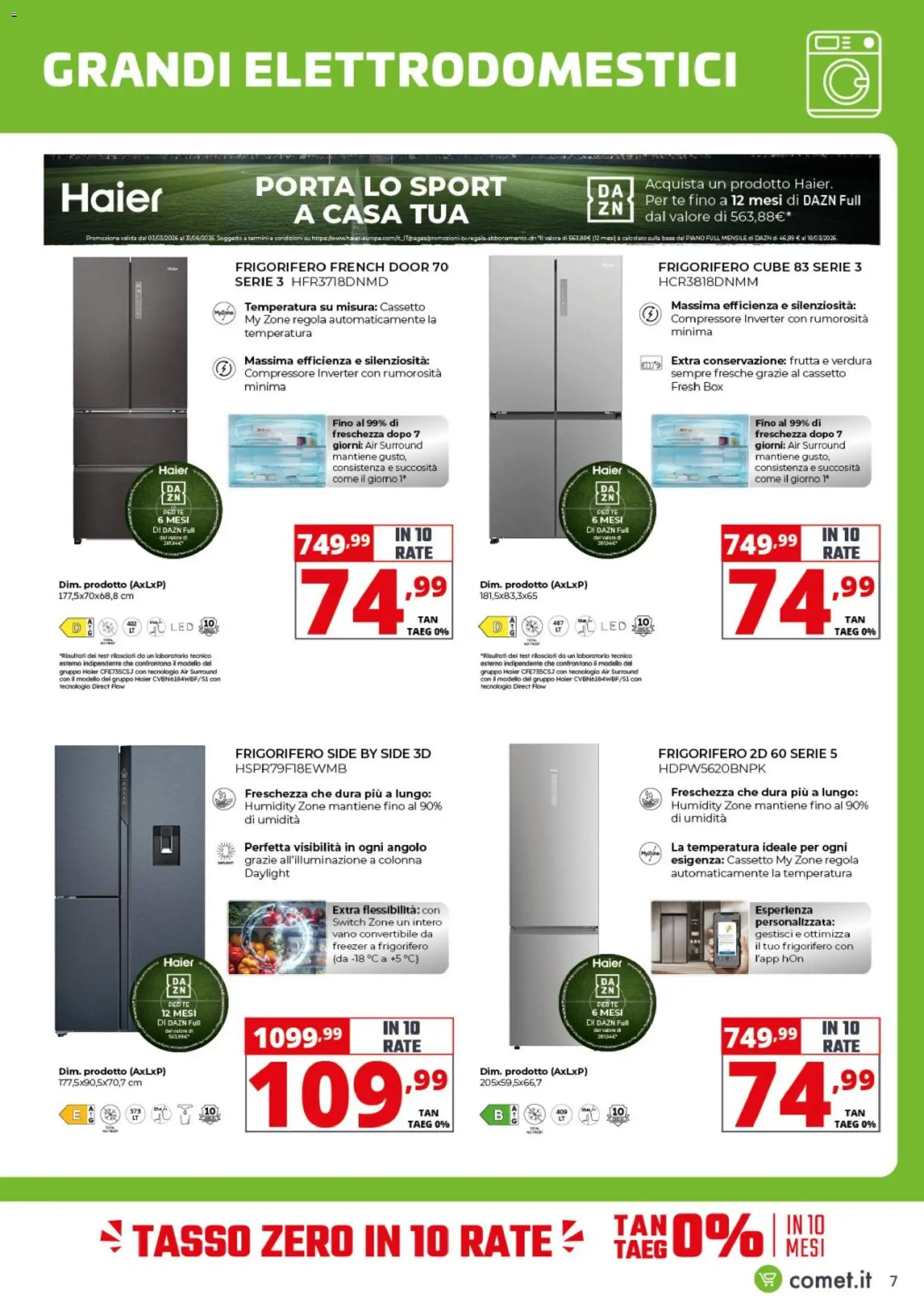 Volantino Comet del 23/07/2026 | Pagina: 7 | Prodotti: Compressore, Frutta, Freezer, Frigorifero