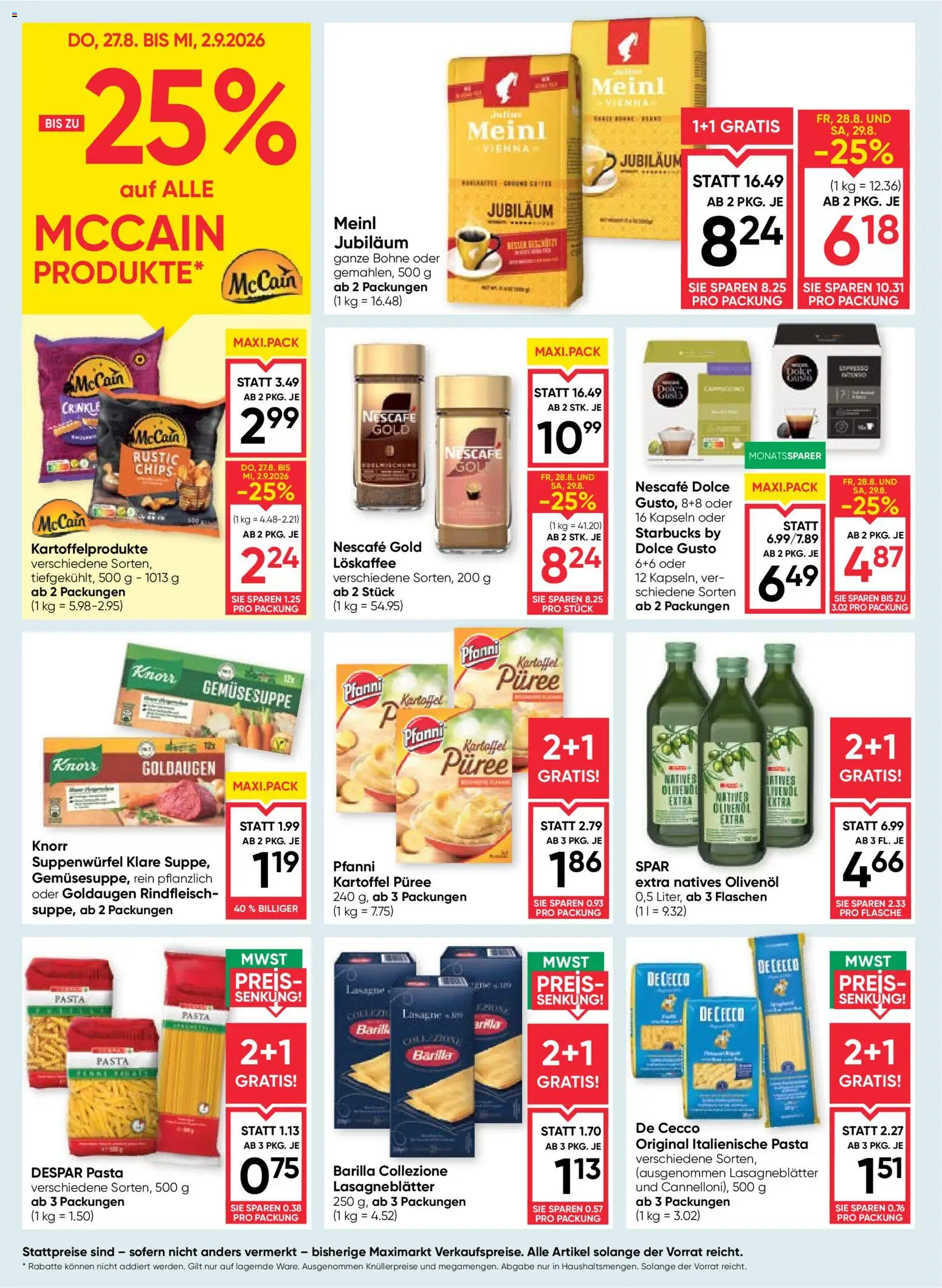 Maximarkt Flugblatt gültig ab 27.08.2026 | Seite: 10 | Produkte: Pasta, Chips, Bohne, Rindfleisch