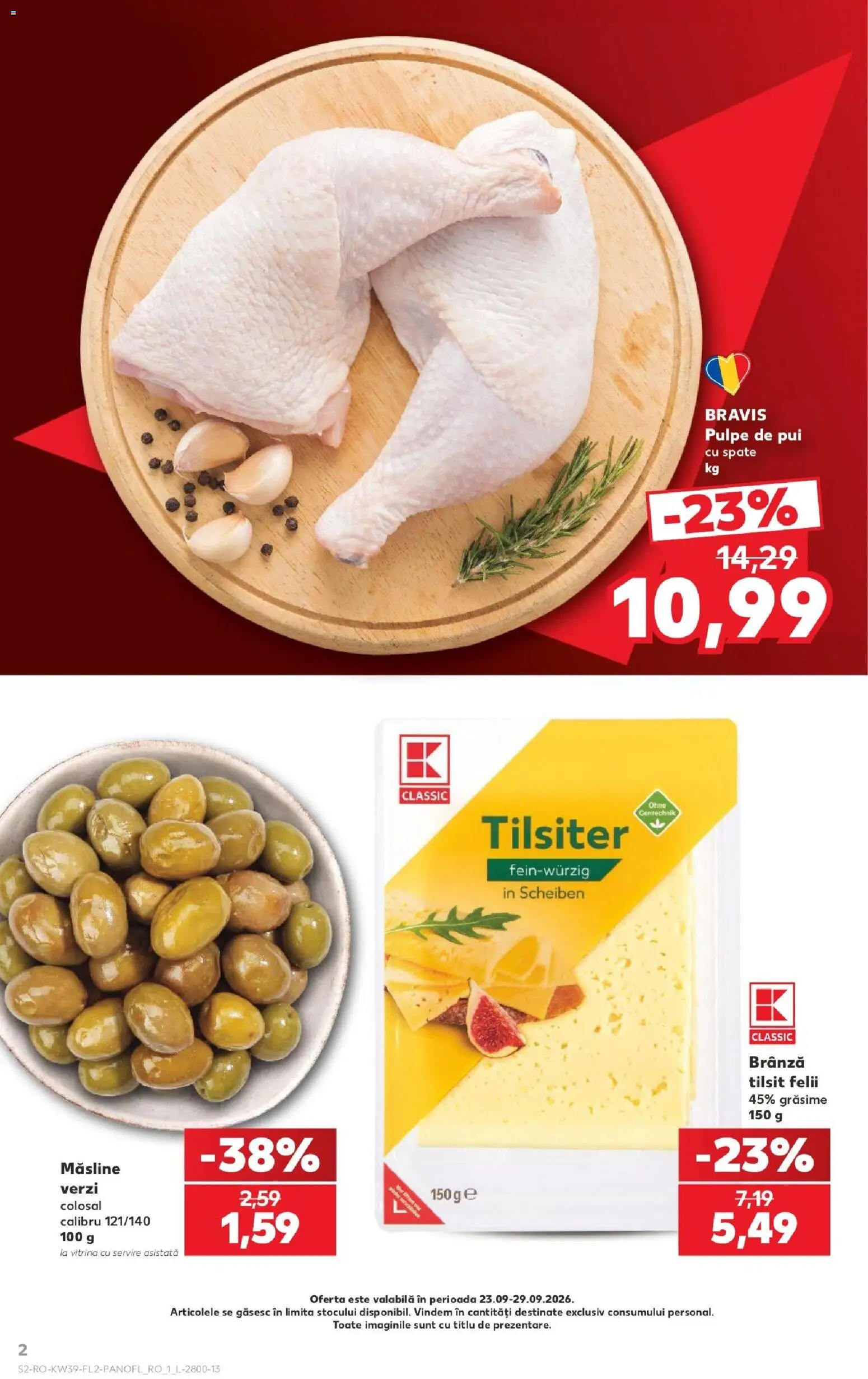 Noul catalog Kaufland – valabil de la 23.09.2026 | Pagină: 2 | Produse: Pui, Vitrină, Măsline, Brânză