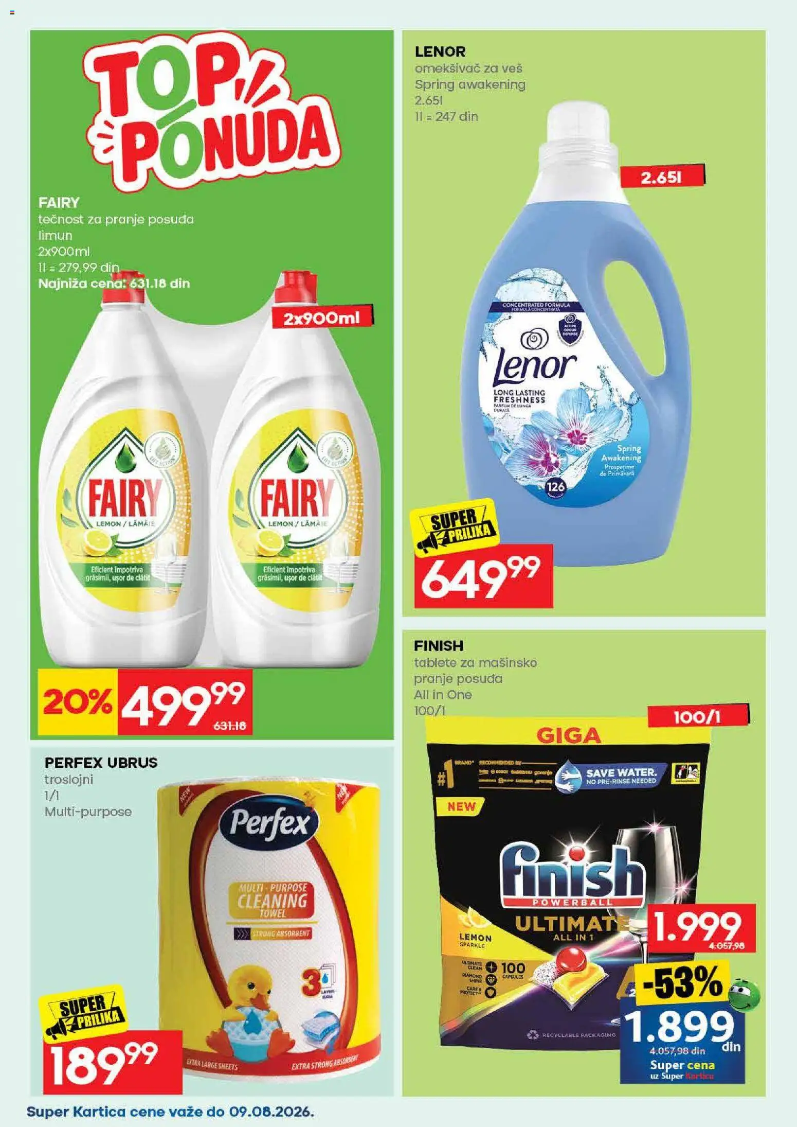 Idea katalog - važi od 06.08.2026 | Strana: 52 | Proizvode: Finish, Ubrus, Limun, Omekšivač za veš