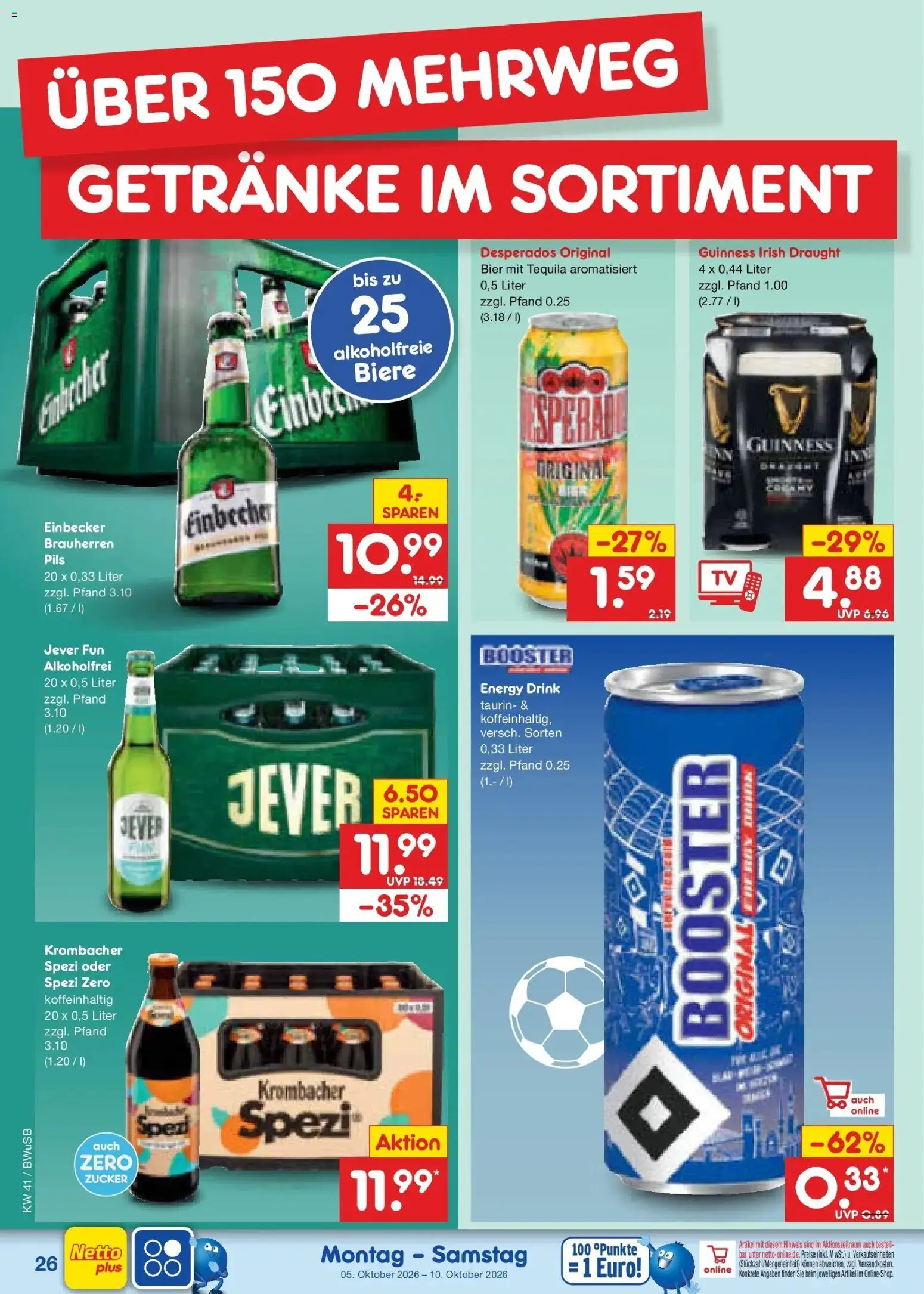 Netto Marken-Discount Prospekt Bielefeld (ab 05.10.2026) » Angebote | Seite: 30 | Produkte: Bier, Tequila, Zucker, Jever