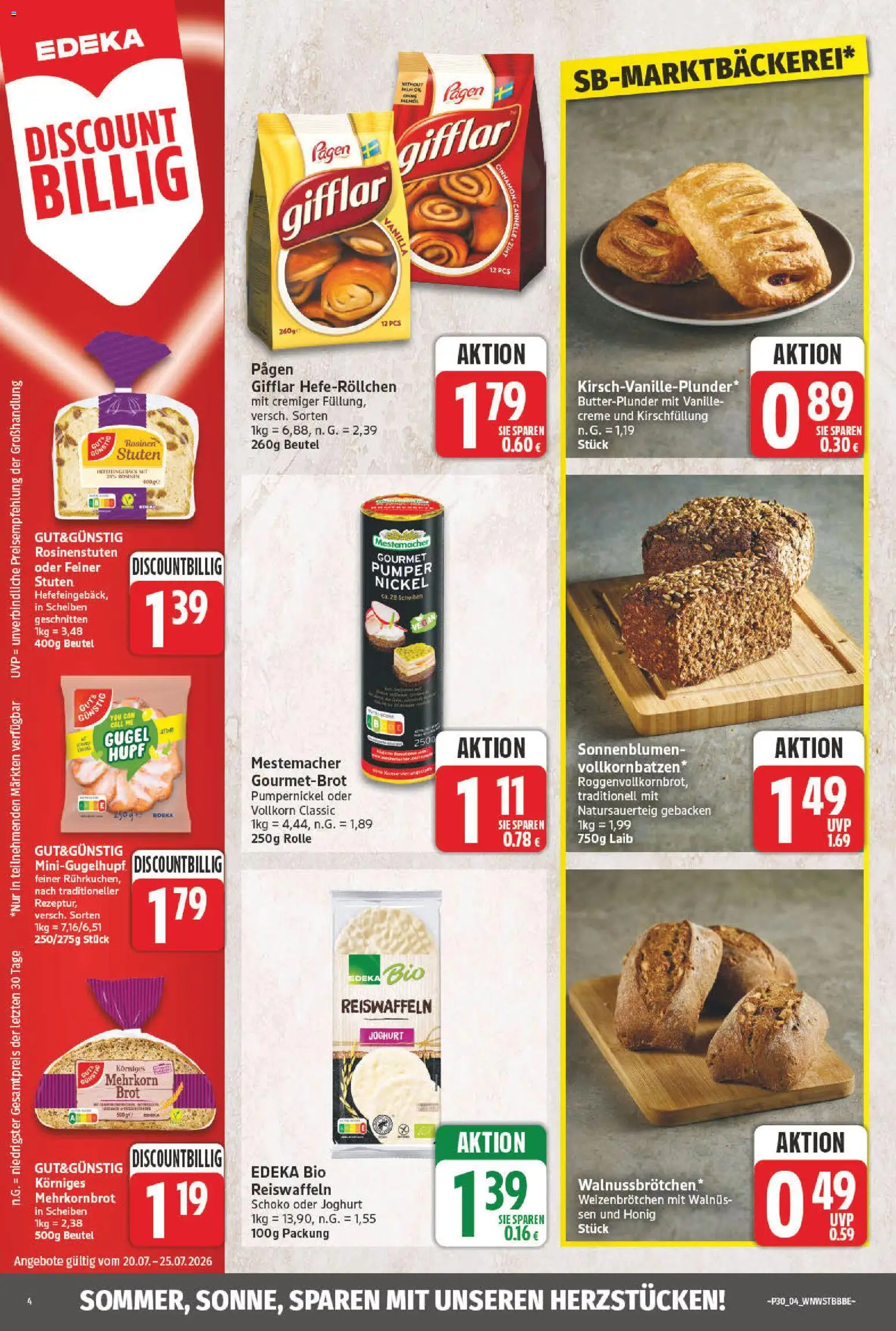 NP Discount Prospekt – gültig ab 20.07.2026 | Seite: 4 | Produkte: Joghurt, Vanille, Rosinen, Brot