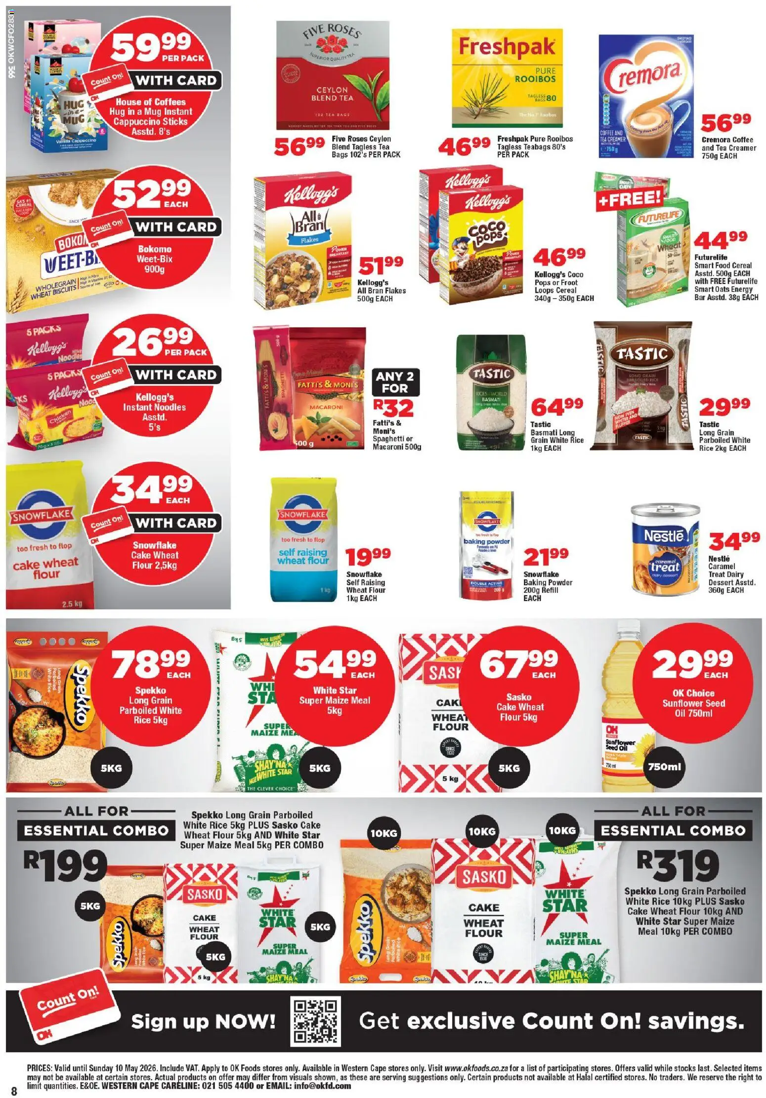 New OK Foods catalogue – valid from 24.04.2026 | Page: 8 | Products: Flour, Coffee, Mug, Rice
