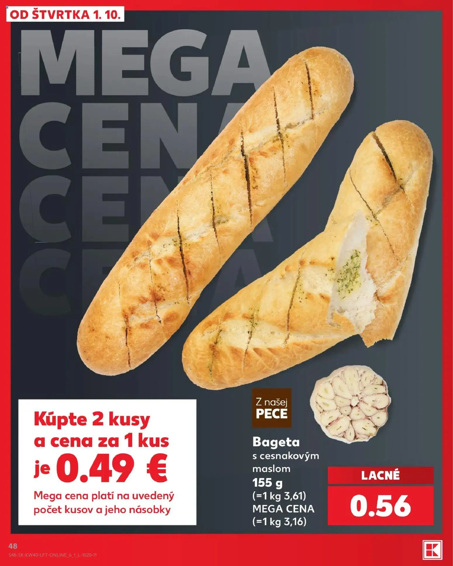Nové Kaufland akcie – leták je platný od 01.10.2026 | Strana: 48 | Produkty: Bageta