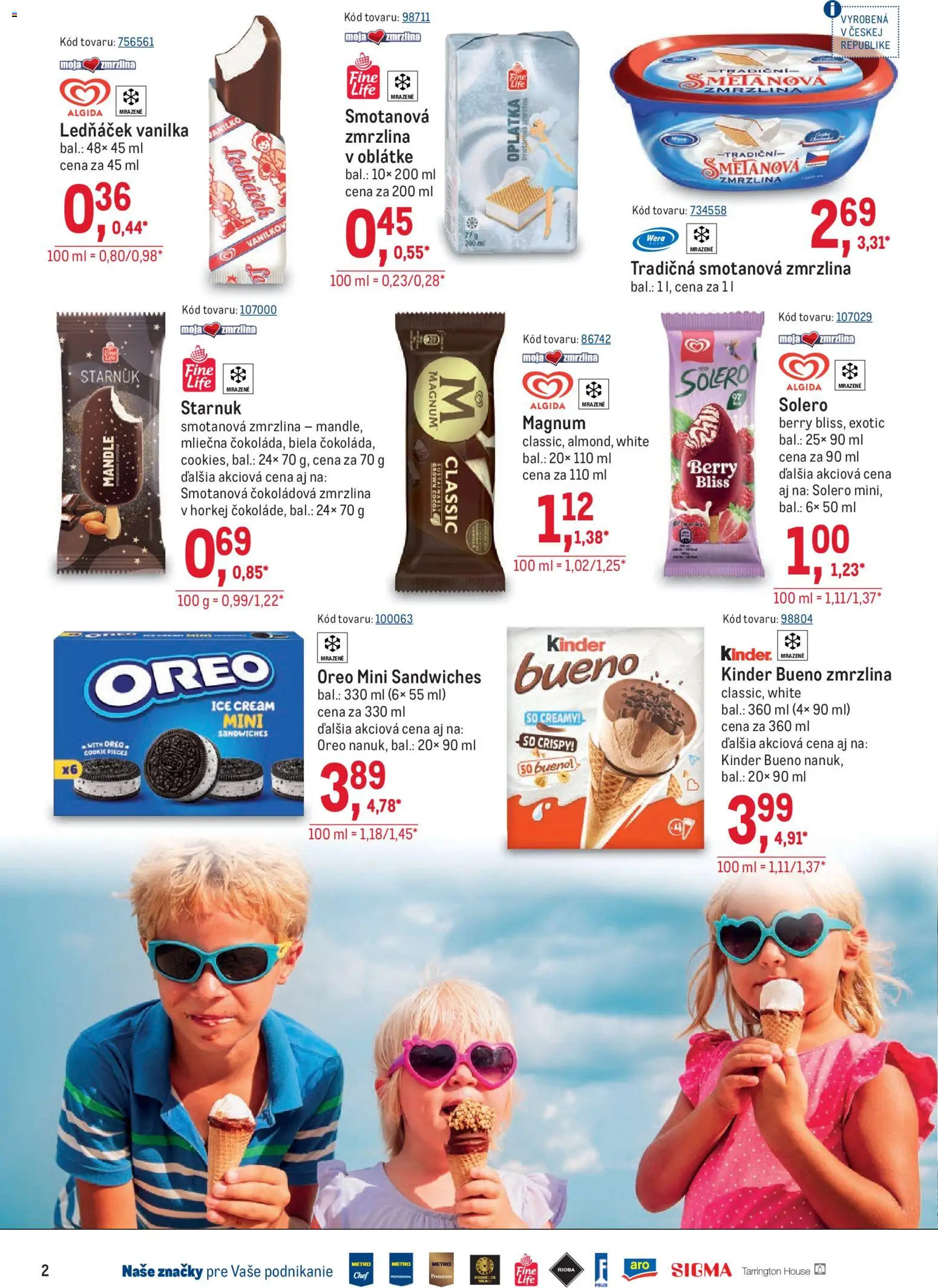 Nové Metro akcie – leták je platný od 12.08.2026 | Strana: 2 | Produkty: Kinder, Oreo, Mandle, Vanilka