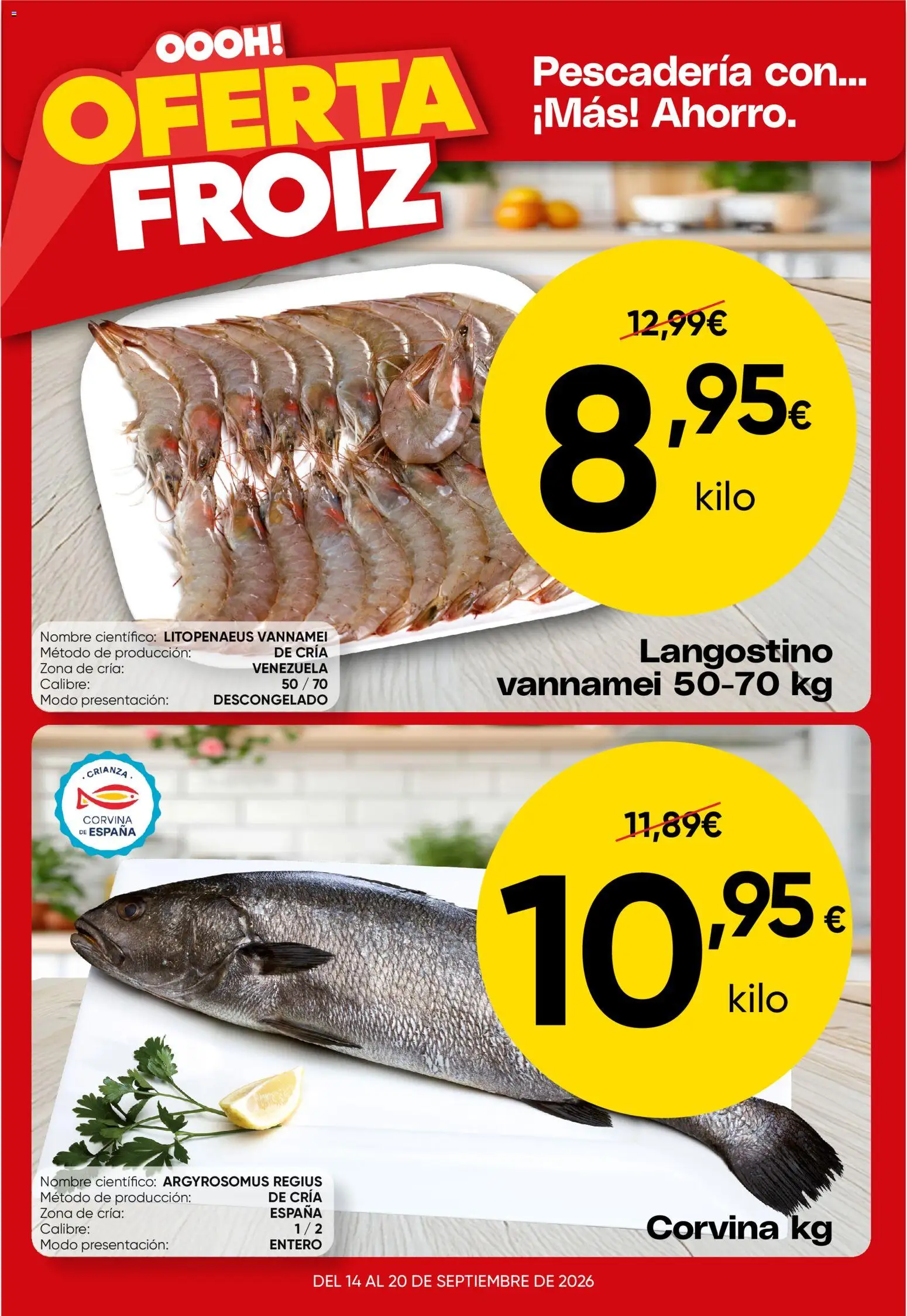 Froiz Oferta semanal │ válido desde el 14/09/2026 | Página: 2 | Productos: Langostino