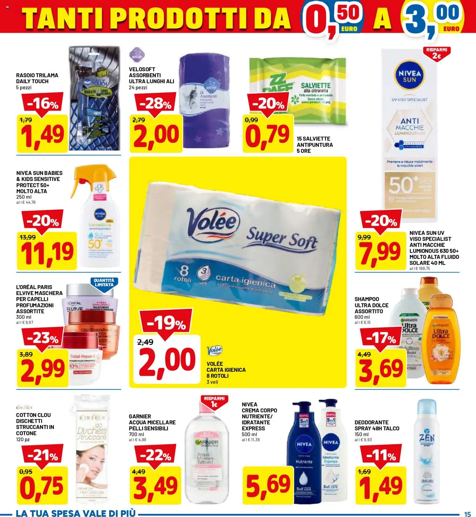 Volantino D Più del 14.05.2026 | Pagina: 15 | Prodotti: Shampoo, Crema, Maschera, Deodorante