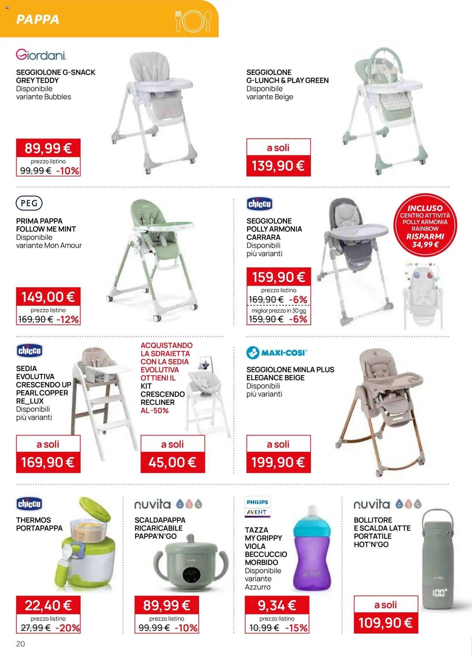 Volantino Prenatal del 06.05.2026 | Pagina: 20 | Prodotti: Latte, Bollitore, Sedia