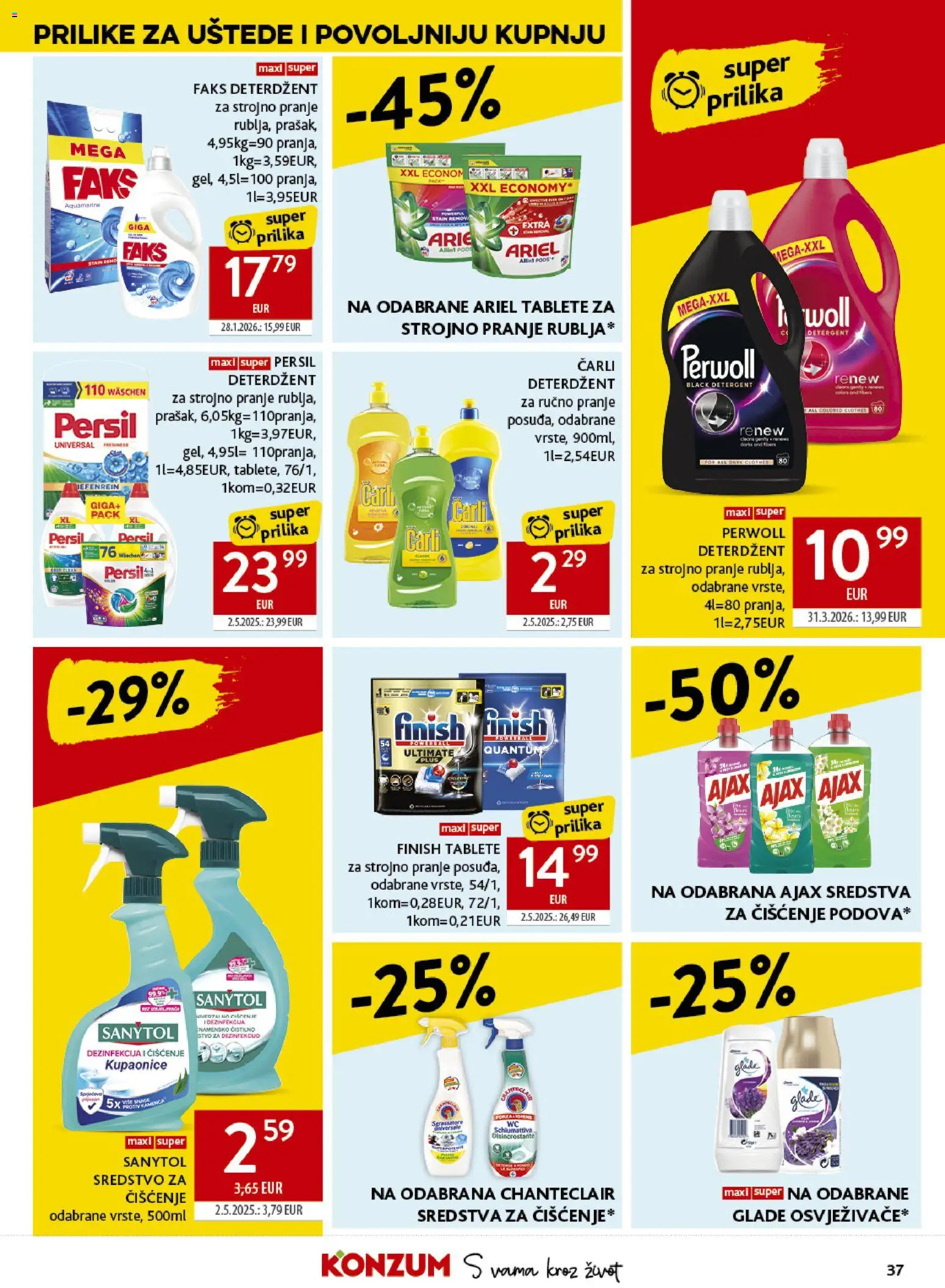 Konzum katalog | vrijedi od 17.06.2026 | Stranica: 37 | Proizvodi: Deterdžent, Finish, Perwoll, Ariel