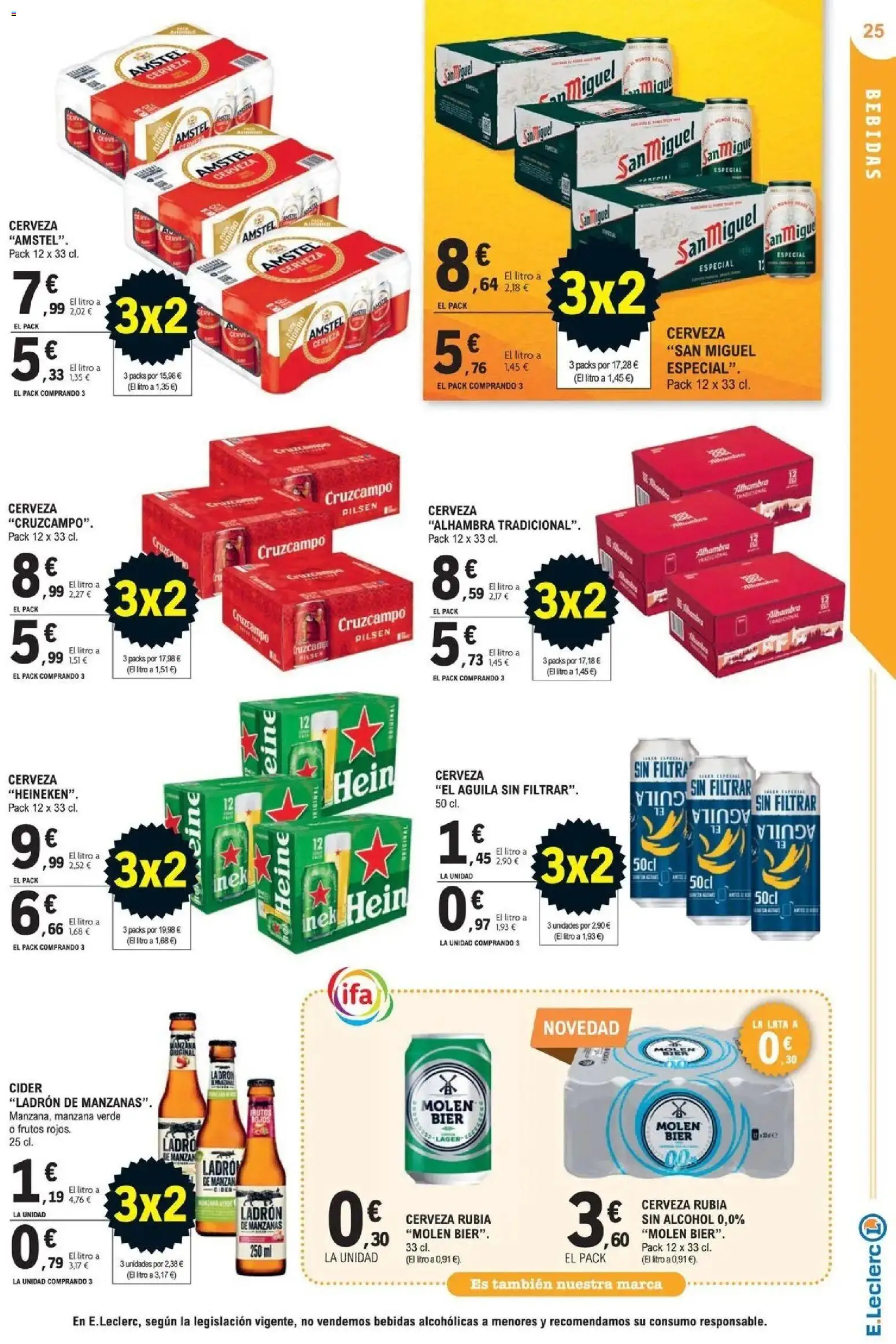 E.Leclerc Megames 3X2 21/10/2026 - 01/11/2026 | Página: 25 | Productos: Cerveza, Manzanas, Manzana, Bebidas