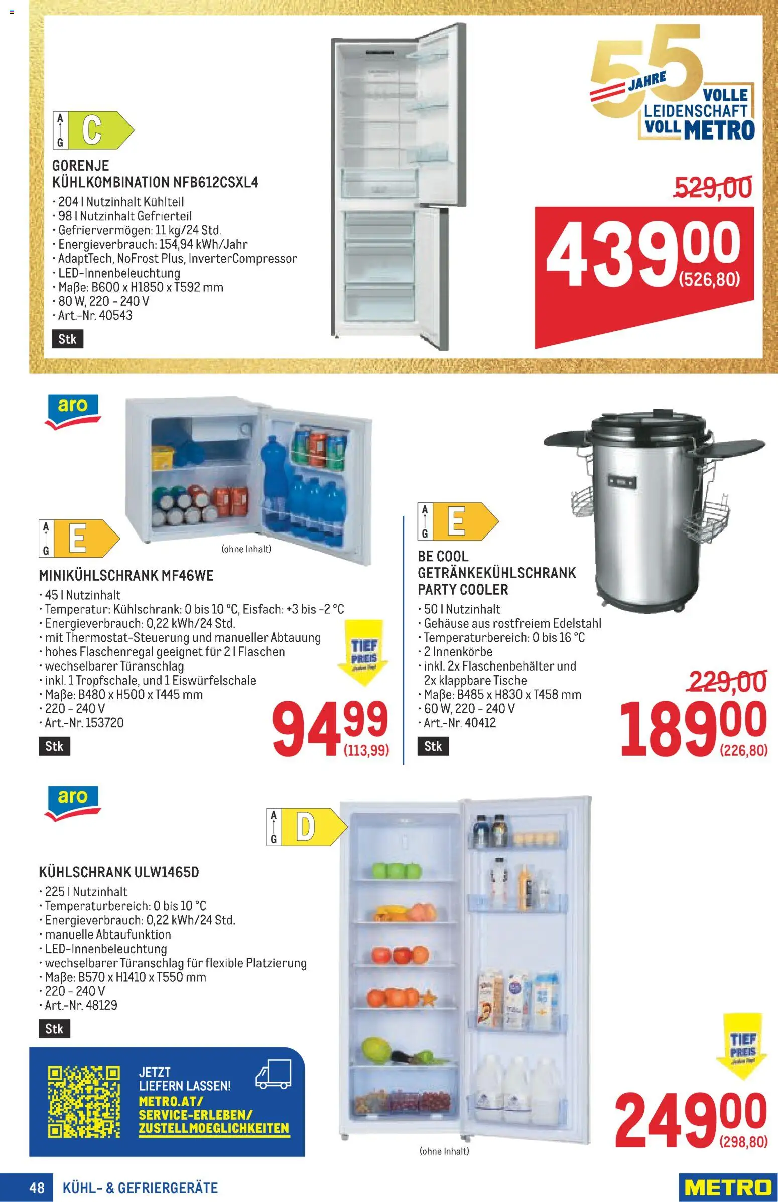 Metro angebote Profi gültig ab 23.07.2026 | Seite: 48 | Produkte: Kühlschrank