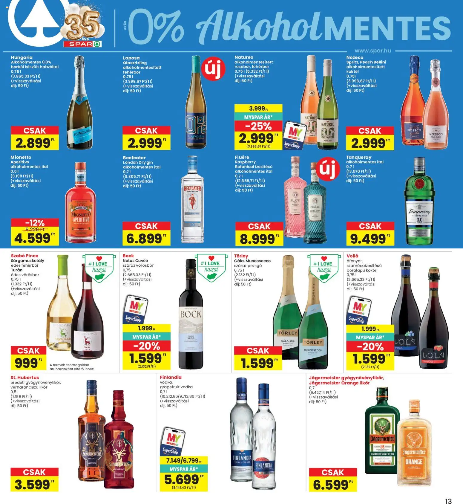Interspar akciós ujság - amely érvényes a következő dátumtól: 21.05.2026 | Oldal: 13 | Termékek: Fehérbor, Vörösbor, Vodka, Grapefruit