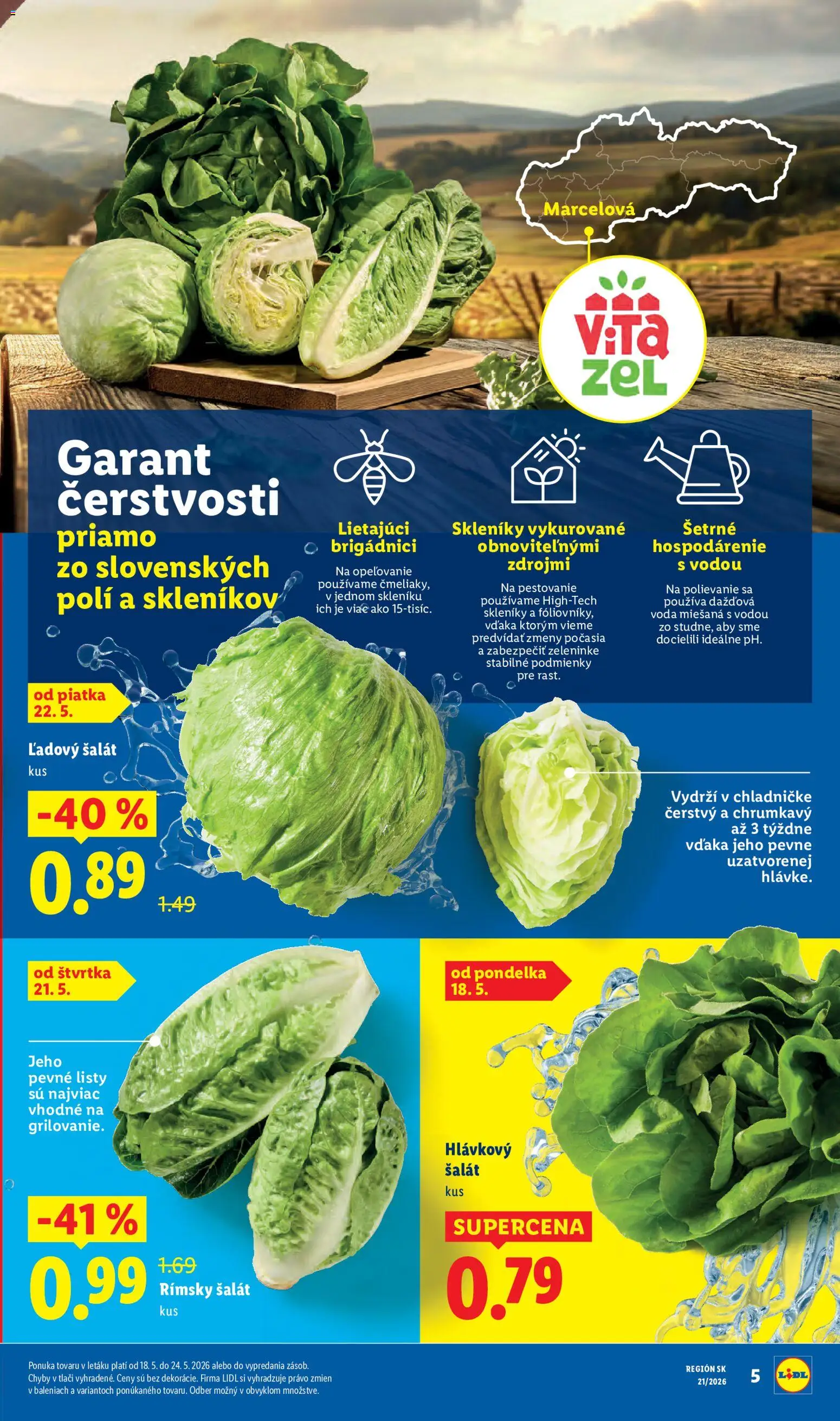 Nové Lidl akcie – leták je platný od 18.05.2026 | Strana: 5 | Produkty: Šalát, Voda